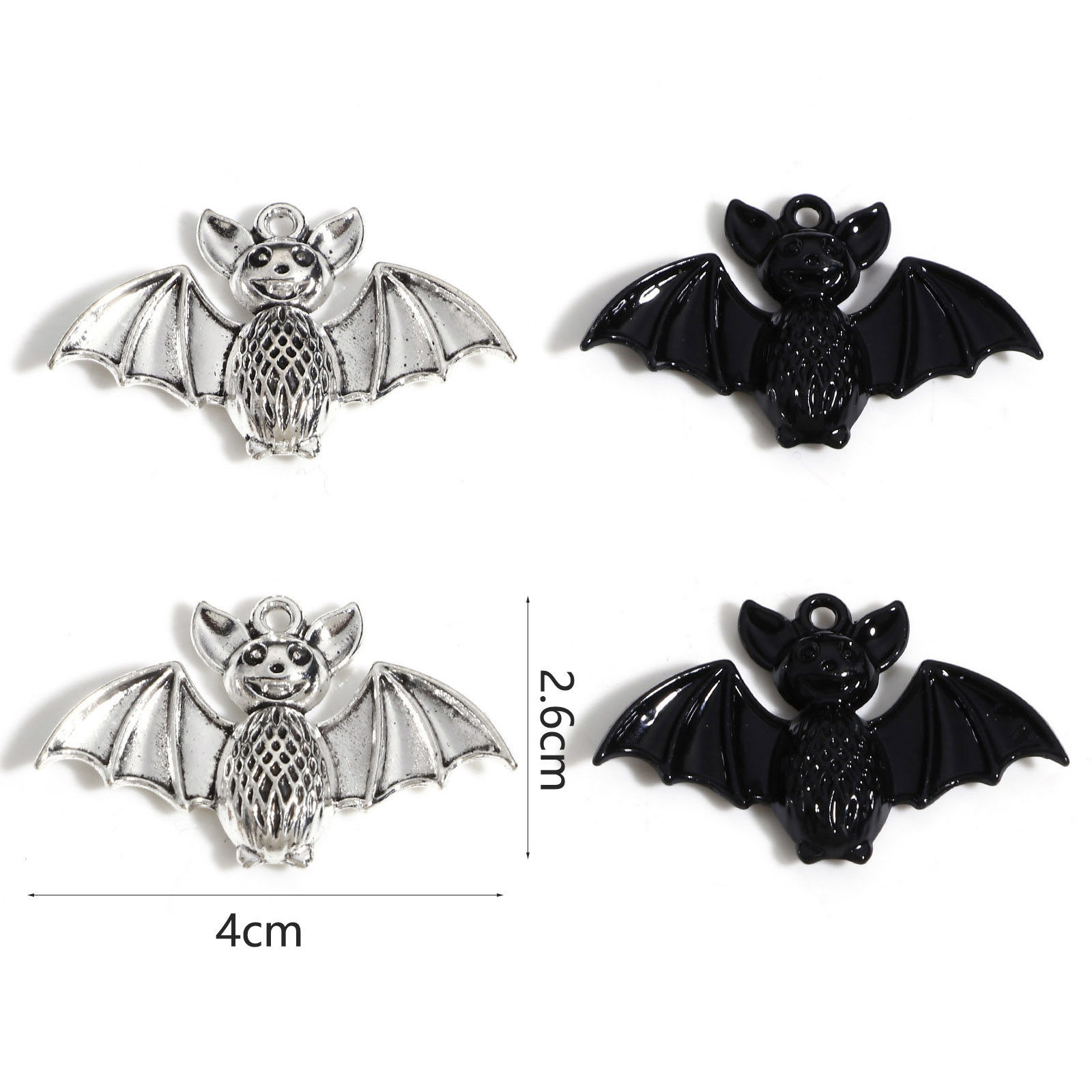 Picture of Zinc Based Alloy Halloween Pendants Multicolor Halloween Bat Animal 4cm x 2.6cm