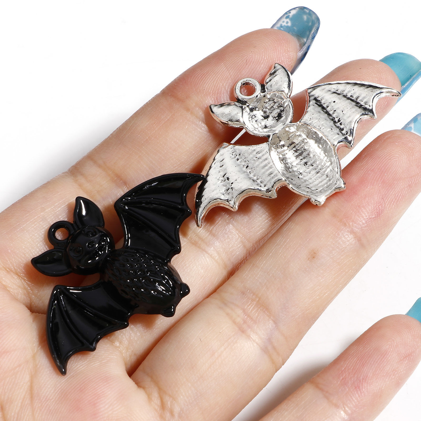 Picture of Zinc Based Alloy Halloween Pendants Multicolor Halloween Bat Animal 4cm x 2.6cm