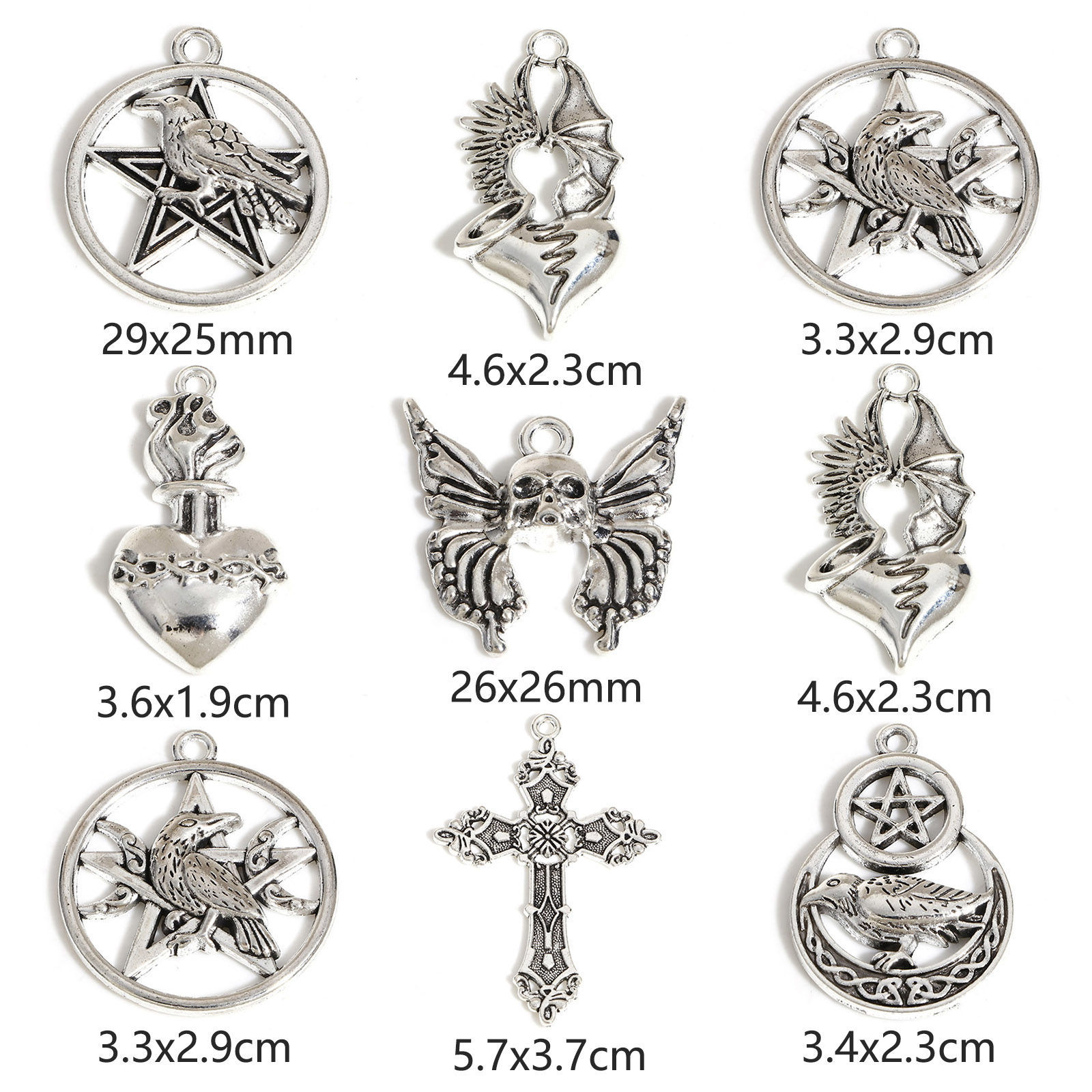 Bild von Zinklegierung Halloween Anhänger Antiksilber Skelett Schädel Keltisch Knoten 20 Stück