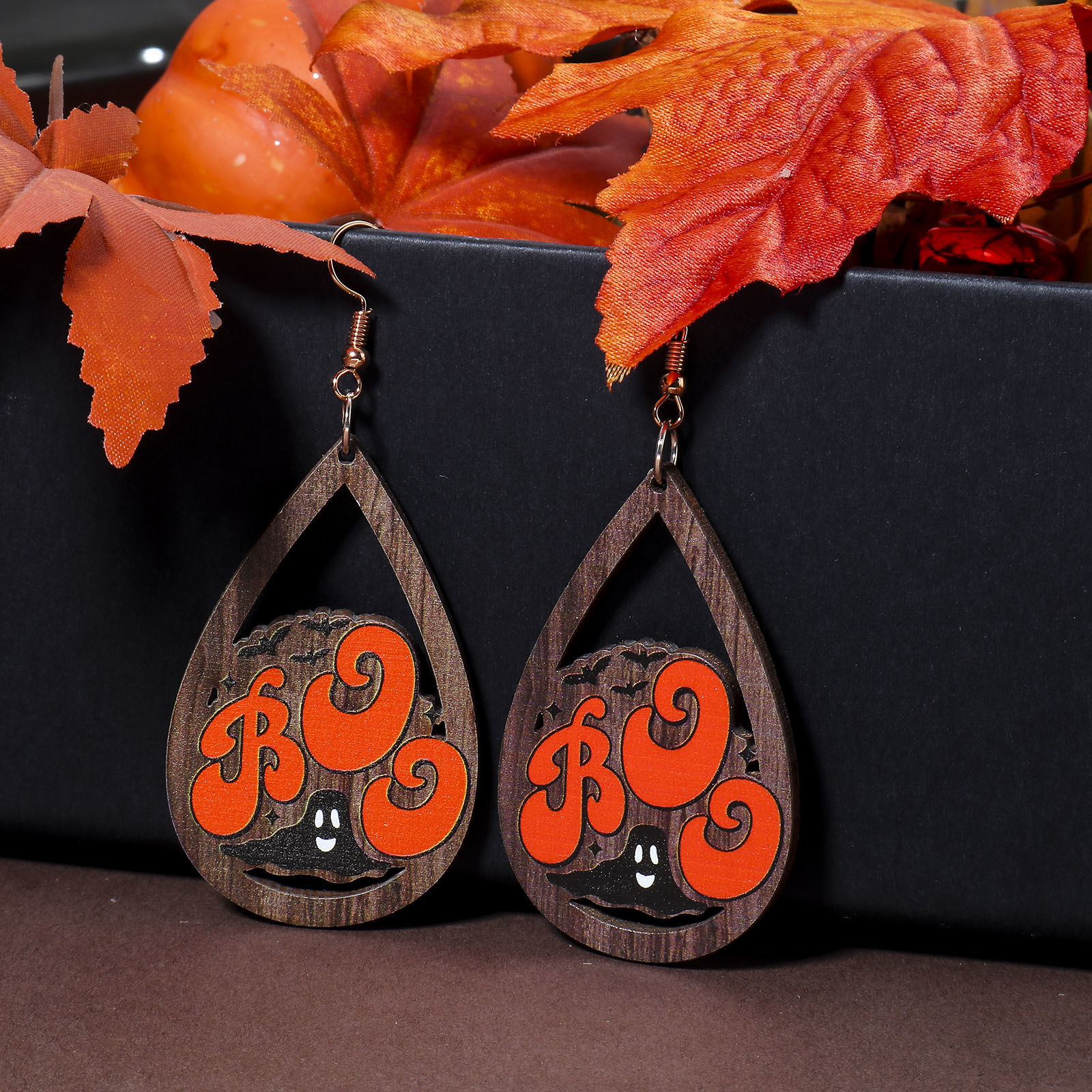 Imagen de Madera Halloween Colgantes Multicolor Gota 5.5cm x 3.4cm, 10 Unidades