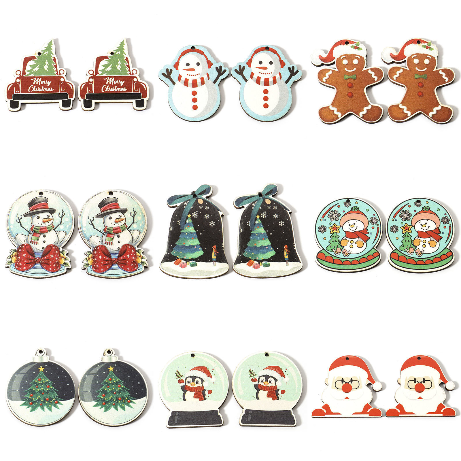 Picture of Natural Wood Christmas Pendants Multicolor