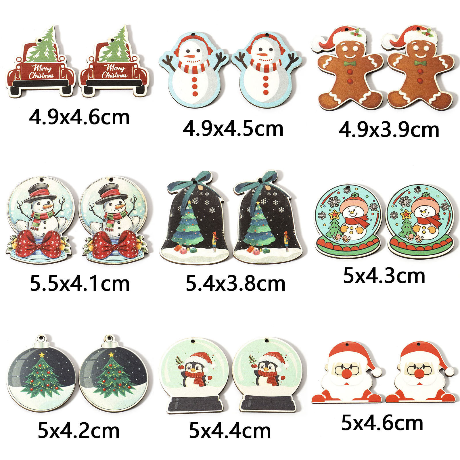 Picture of Natural Wood Christmas Pendants Multicolor