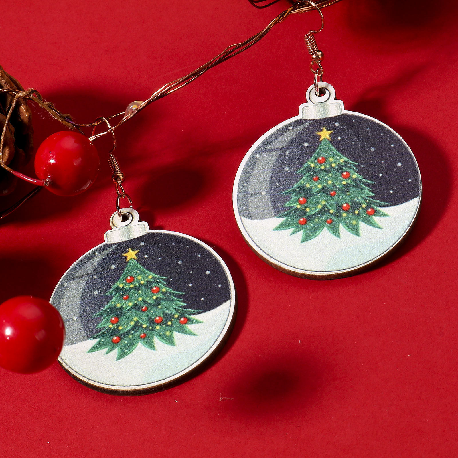 Picture of Natural Wood Christmas Pendants Multicolor
