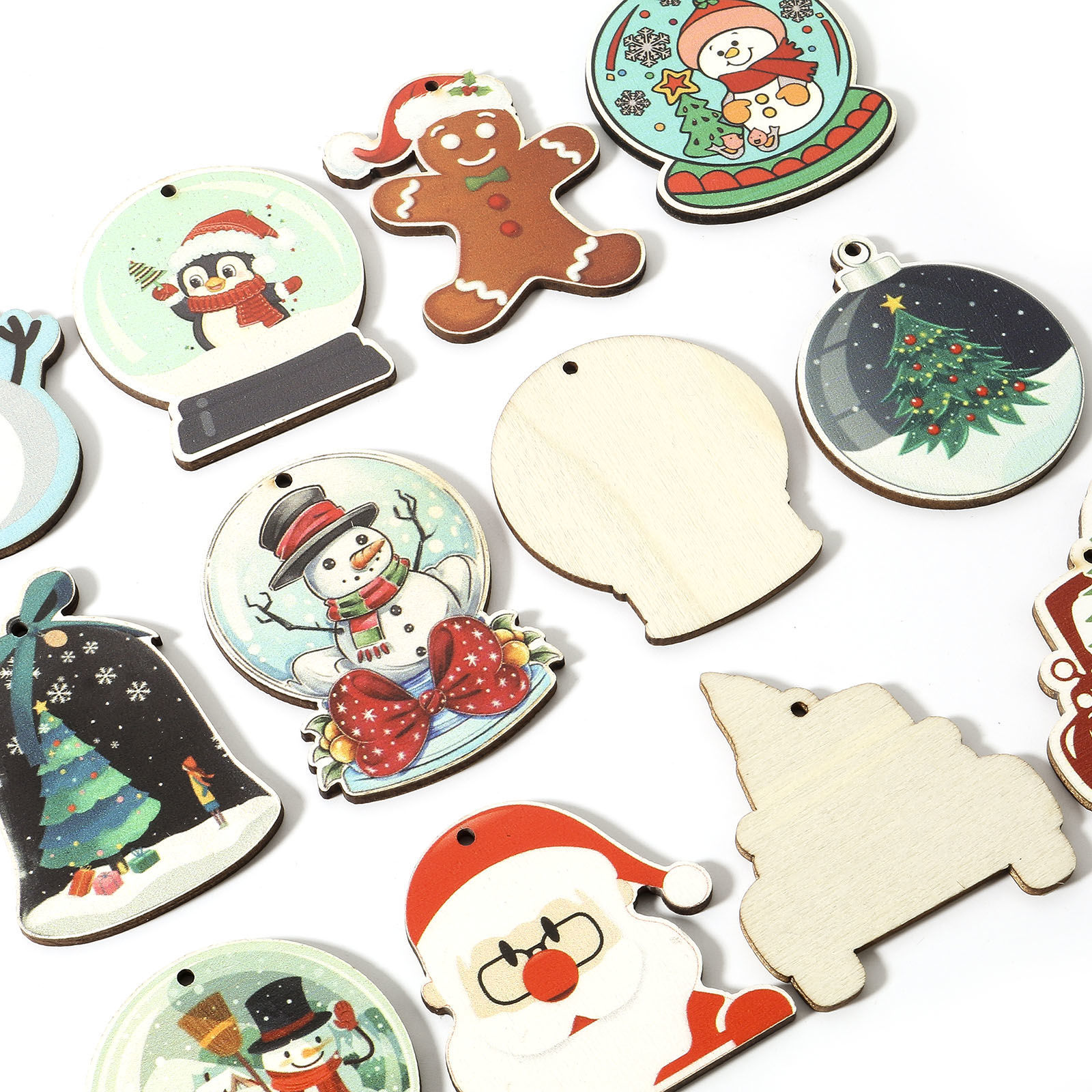 Picture of Natural Wood Christmas Pendants Multicolor