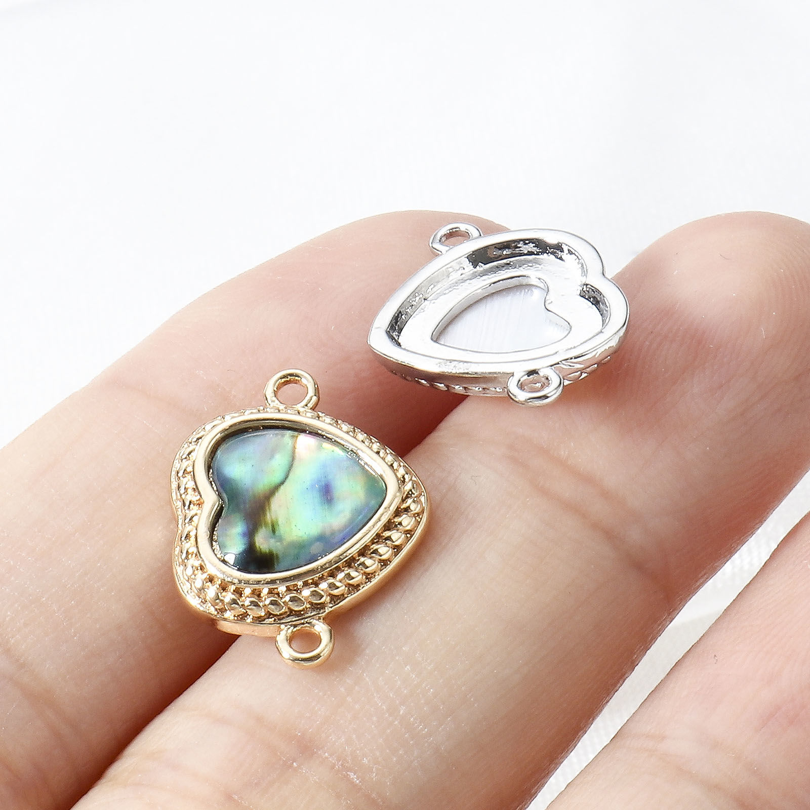 Image de Connecteurs Pendentifs Breloques Série Géométrie en Coquille Naturelle & Laiton Plaqué Or Véritable 2 Pcs