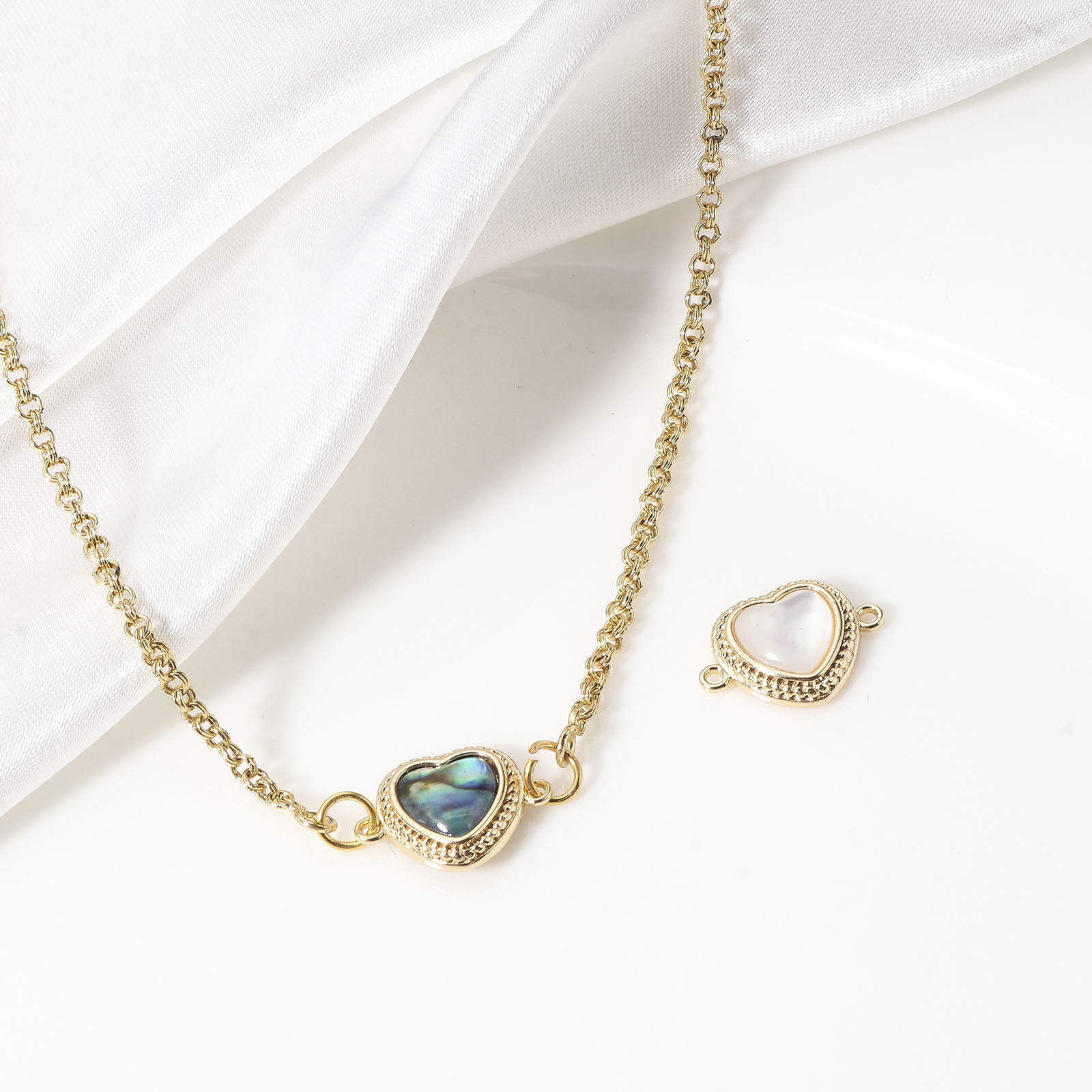 Image de Connecteurs Pendentifs Breloques Série Géométrie en Coquille Naturelle & Laiton Plaqué Or Véritable 2 Pcs