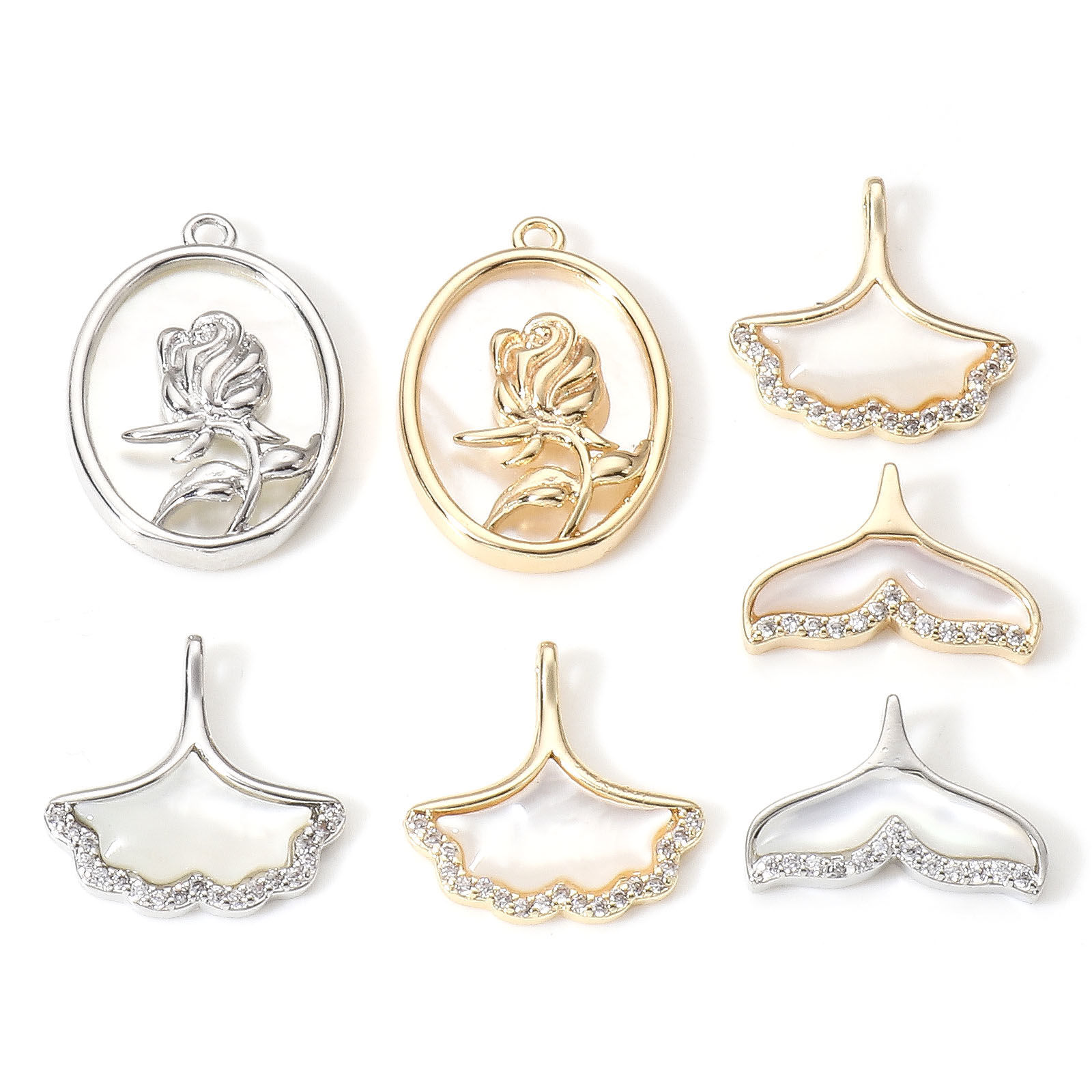 Imagen de Concha + Latón Colgantes Charms Oro Real Chapado 1 Unidad