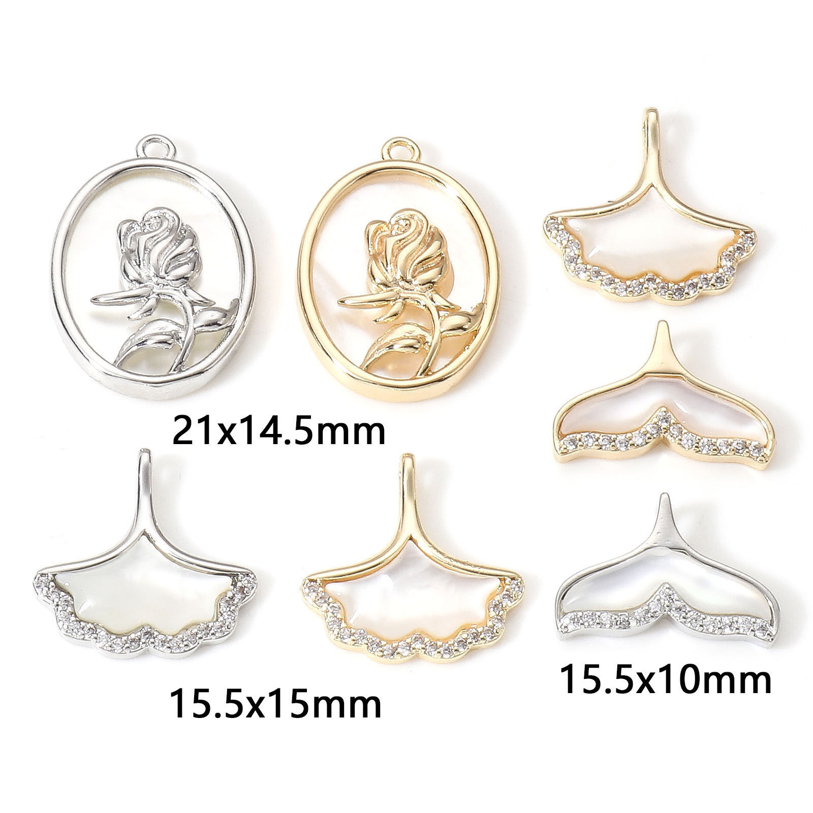 Imagen de Concha + Latón Colgantes Charms Oro Real Chapado 1 Unidad