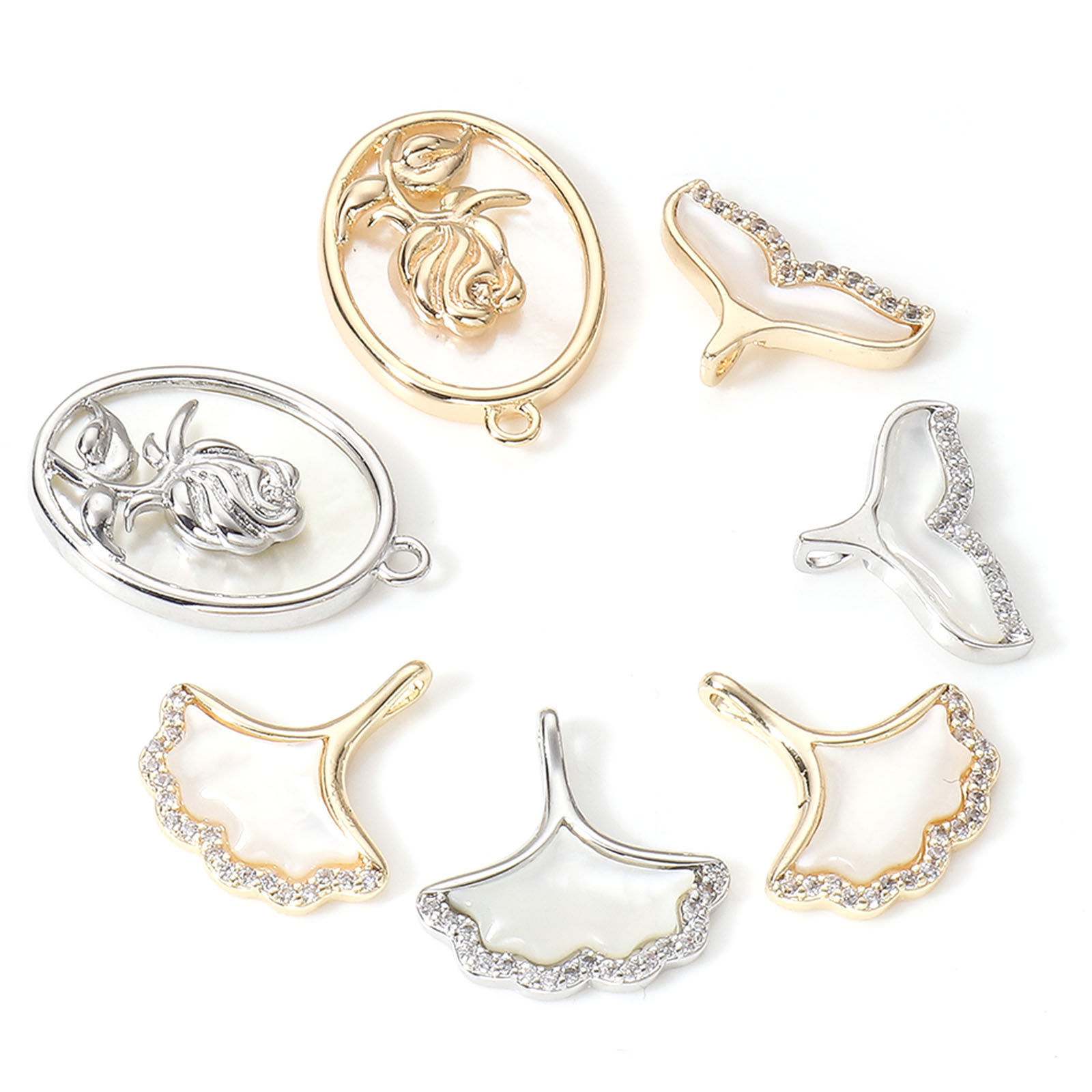 Imagen de Concha + Latón Colgantes Charms Oro Real Chapado 1 Unidad