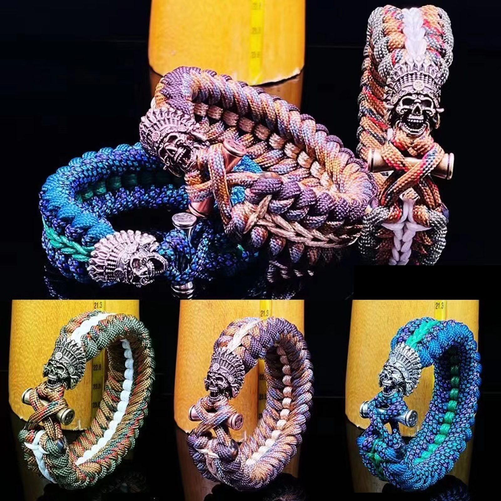 Imagen de Latón Retro Cuentas para la Fabricación de Joyas con Dijes de Bricolaje Multicolor Cráneo Casco 3D 1 Unidad