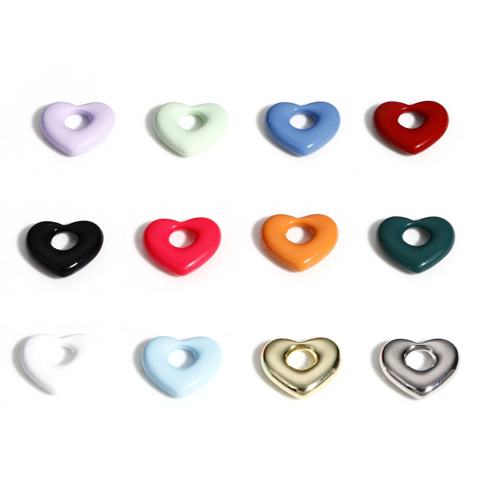 Picture of Zinc Based Alloy Valentine's Day Charms Multicolor Heart Painted 18mm x 16mm