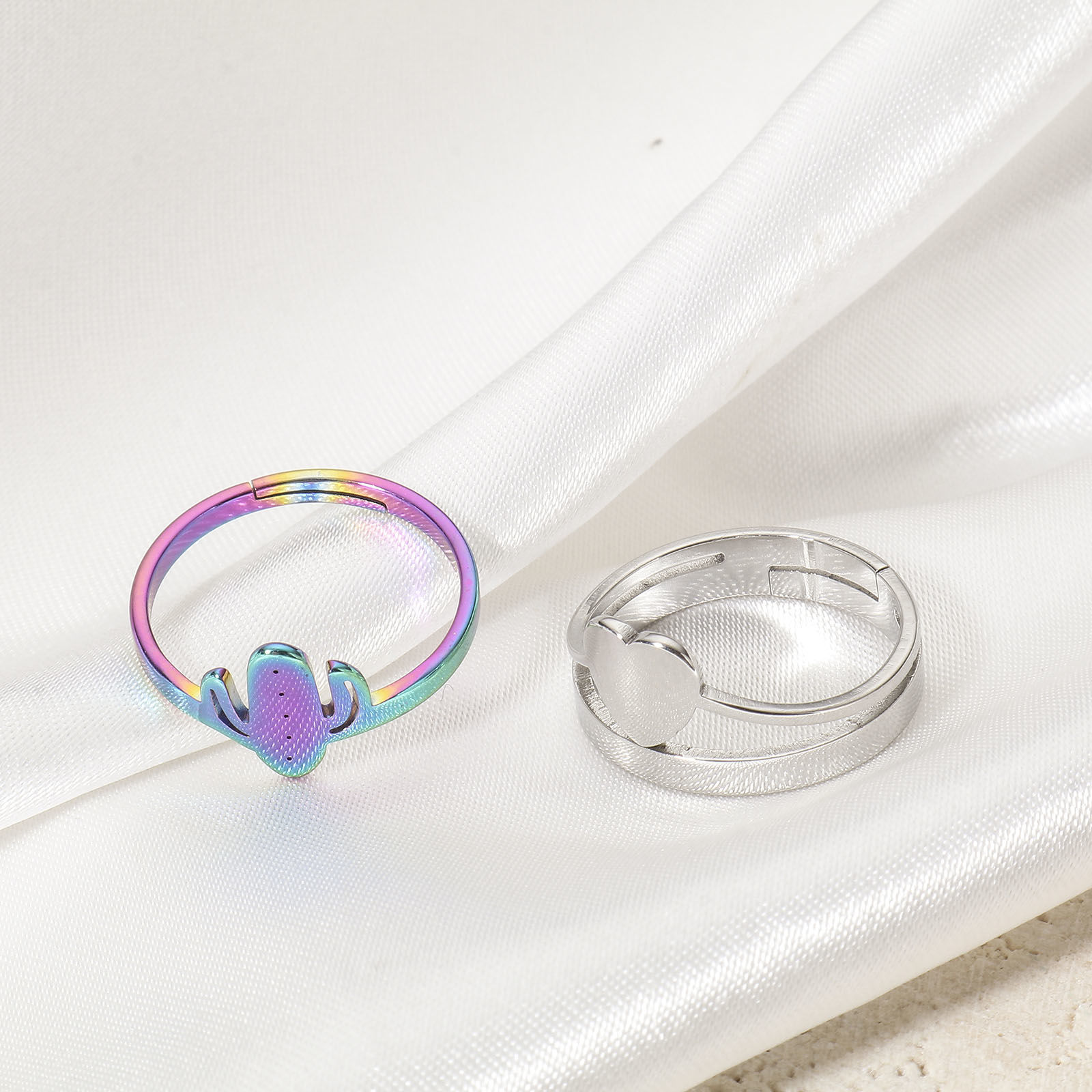 Immagine di 2 Pz 304 Acciaio Inossidabile Aperto Regolabile Anello 16.9mm (taglia di US: 6.5)