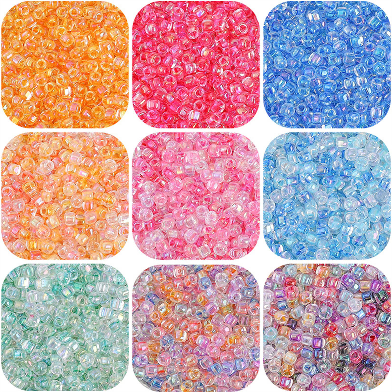 Imagen de Vidrio Cuentas para la Fabricación de Joyas con Dijes de Bricolaje Multicolor 4mm, Agujero: Aprox 2mm, 10 Gramos (Aprox 14 PCs/Gramo)