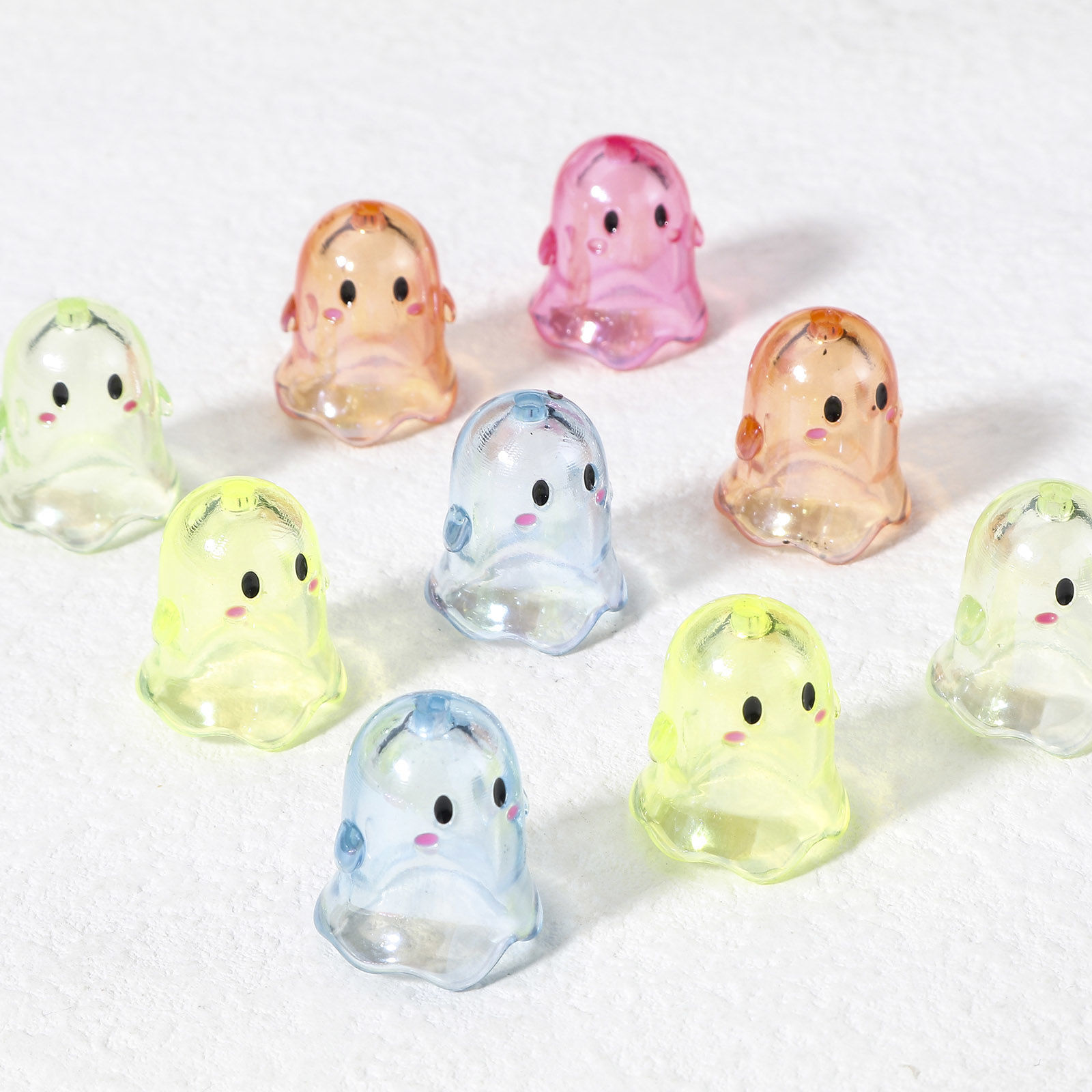 Picture of Acrylic Beads For DIY Jewelry Making Multicolor Halloween Ghost Transparent About 17mm x 15mm