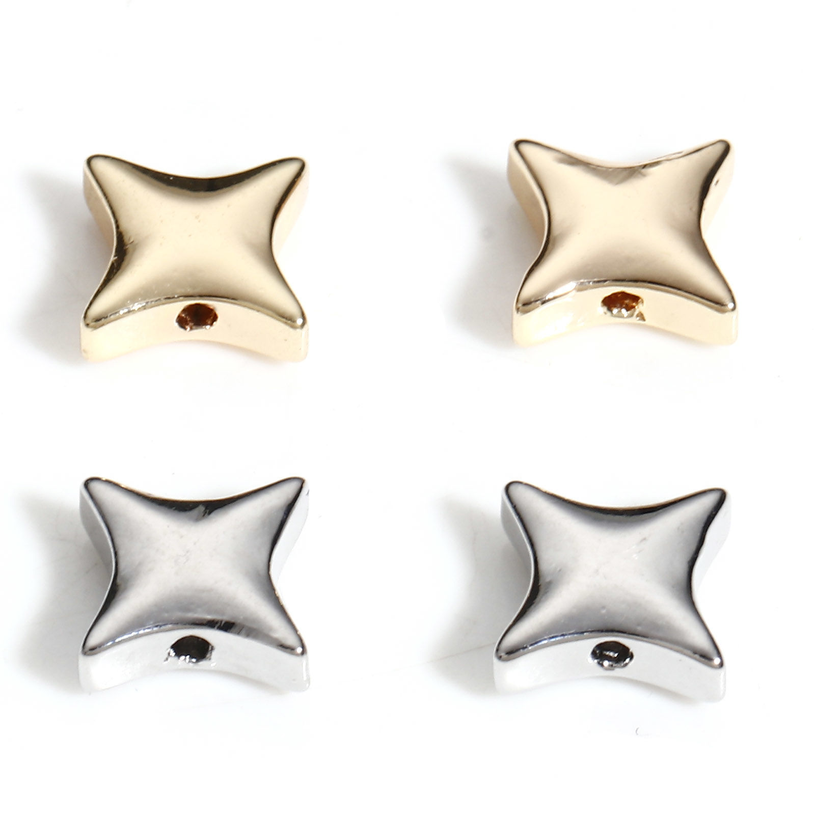 Imagen de Latón Sencillo Cuentas para la Fabricación de Joyas con Dijes de Bricolaje Multicolor Estrella de cuatro puntos 5 Unidades