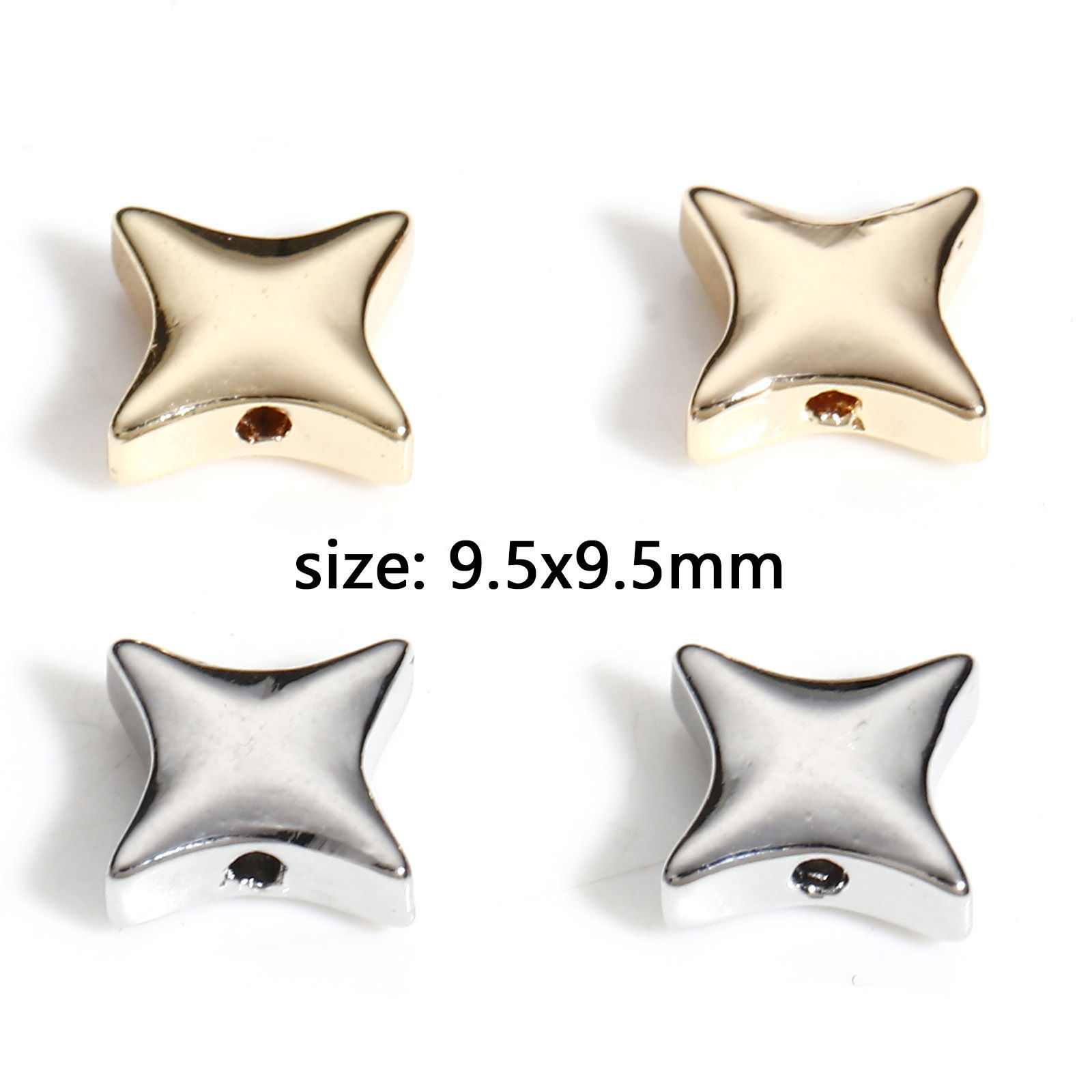 Imagen de Latón Sencillo Cuentas para la Fabricación de Joyas con Dijes de Bricolaje Multicolor Estrella de cuatro puntos 5 Unidades