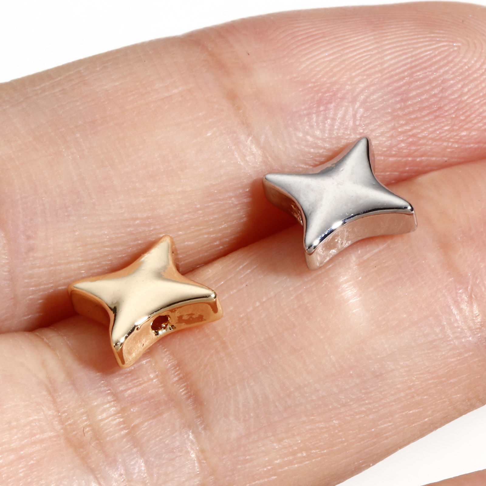 Imagen de Latón Sencillo Cuentas para la Fabricación de Joyas con Dijes de Bricolaje Multicolor Estrella de cuatro puntos 5 Unidades