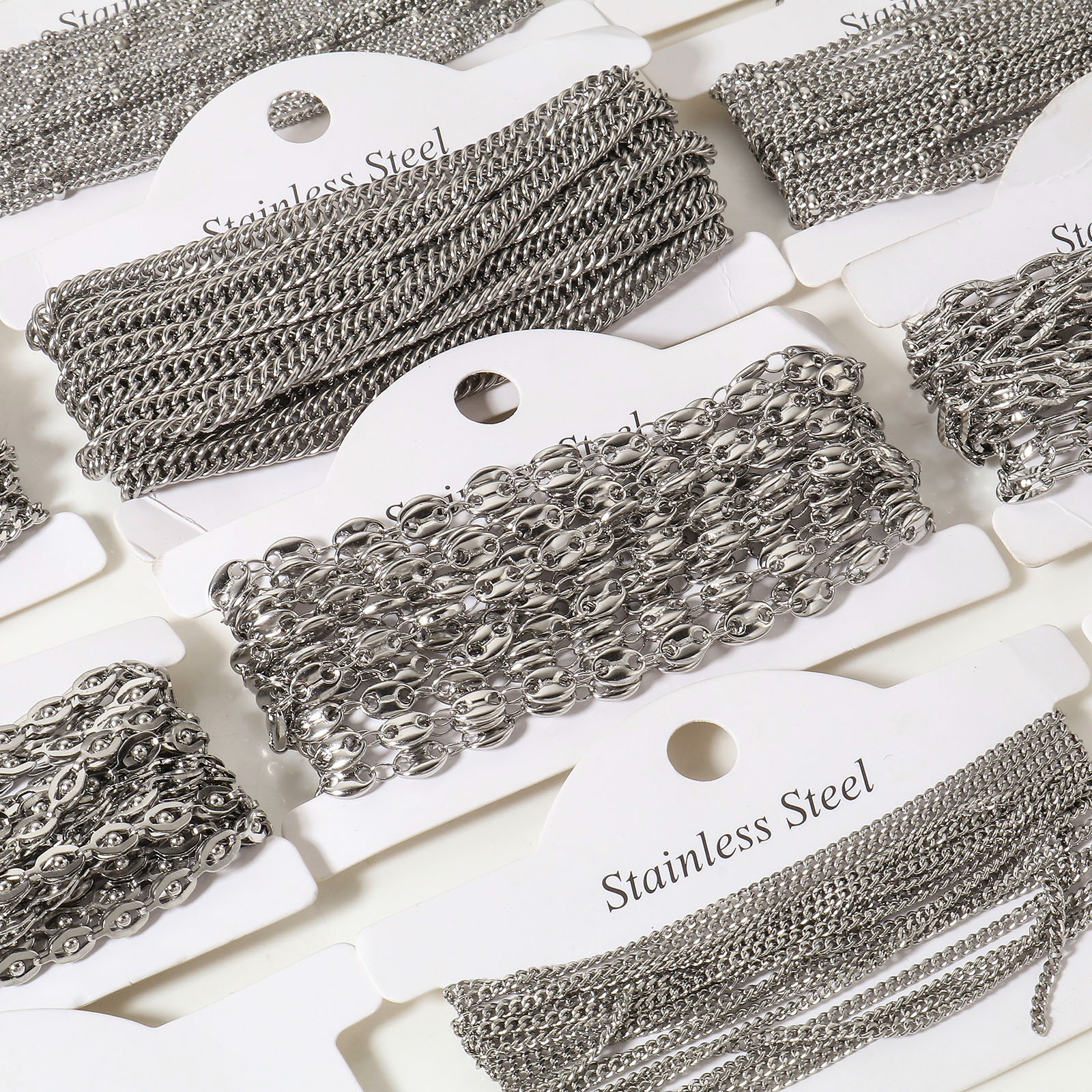 Picture of 304 Stainless Steel Link Chain For Handmade DIY Jewelry Making Findings Silver Tone 1 Roll (Approx 3 M/Roll)