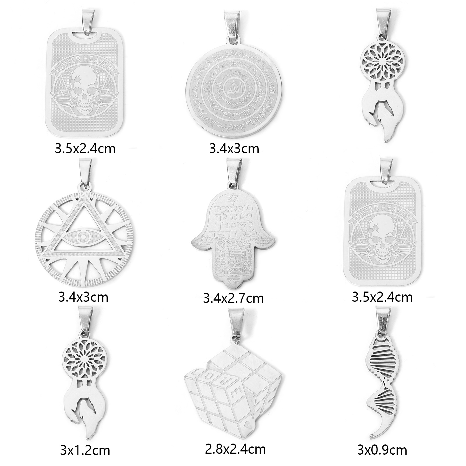 Picture of 304 Stainless Steel Religious Pendants Multicolor Dream Catcher Hamsa Symbol Hand