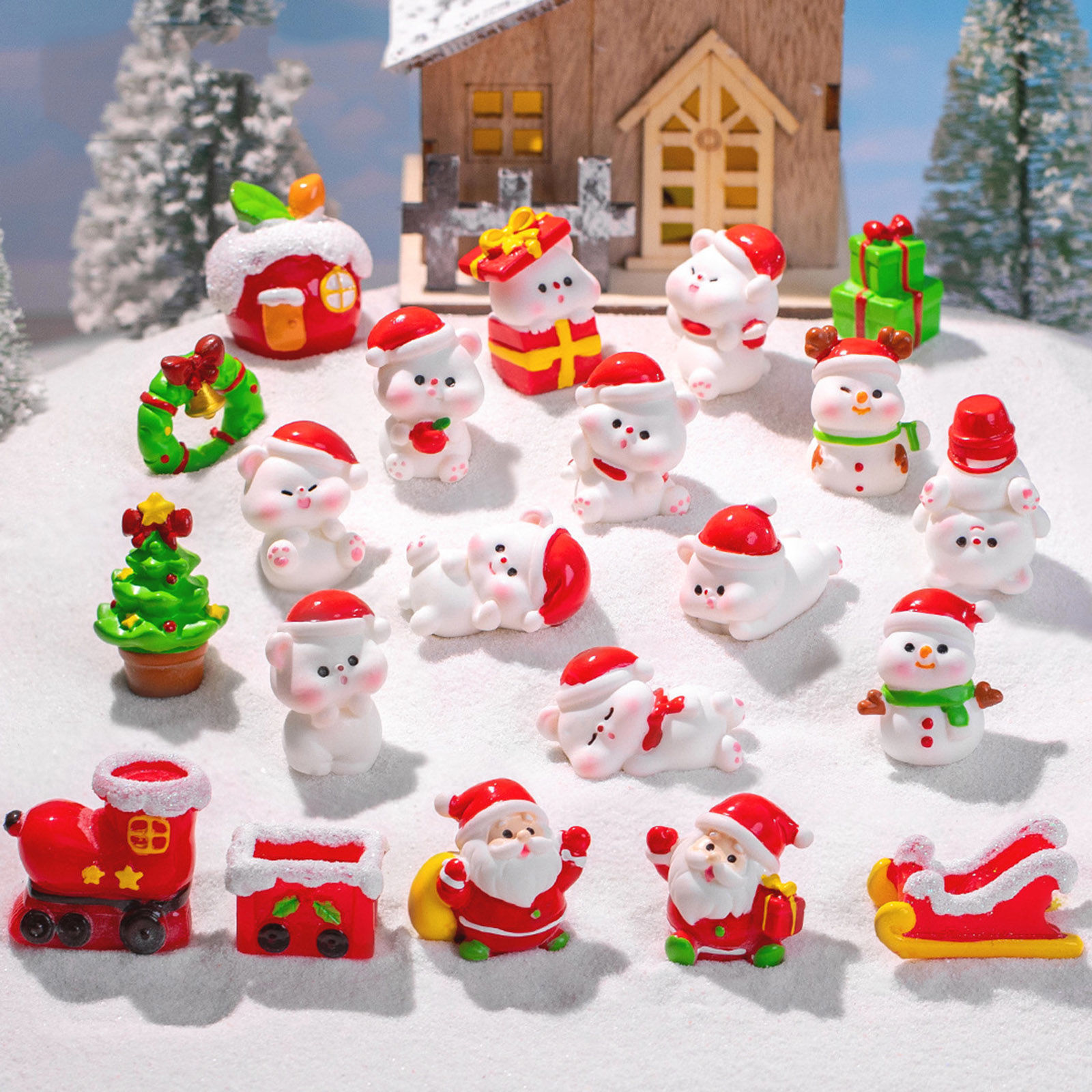 Bild von Harz Niedlich Mikrolandschafts-Miniaturdekoration Bunt Weihnachten Schneemann 1 Stück