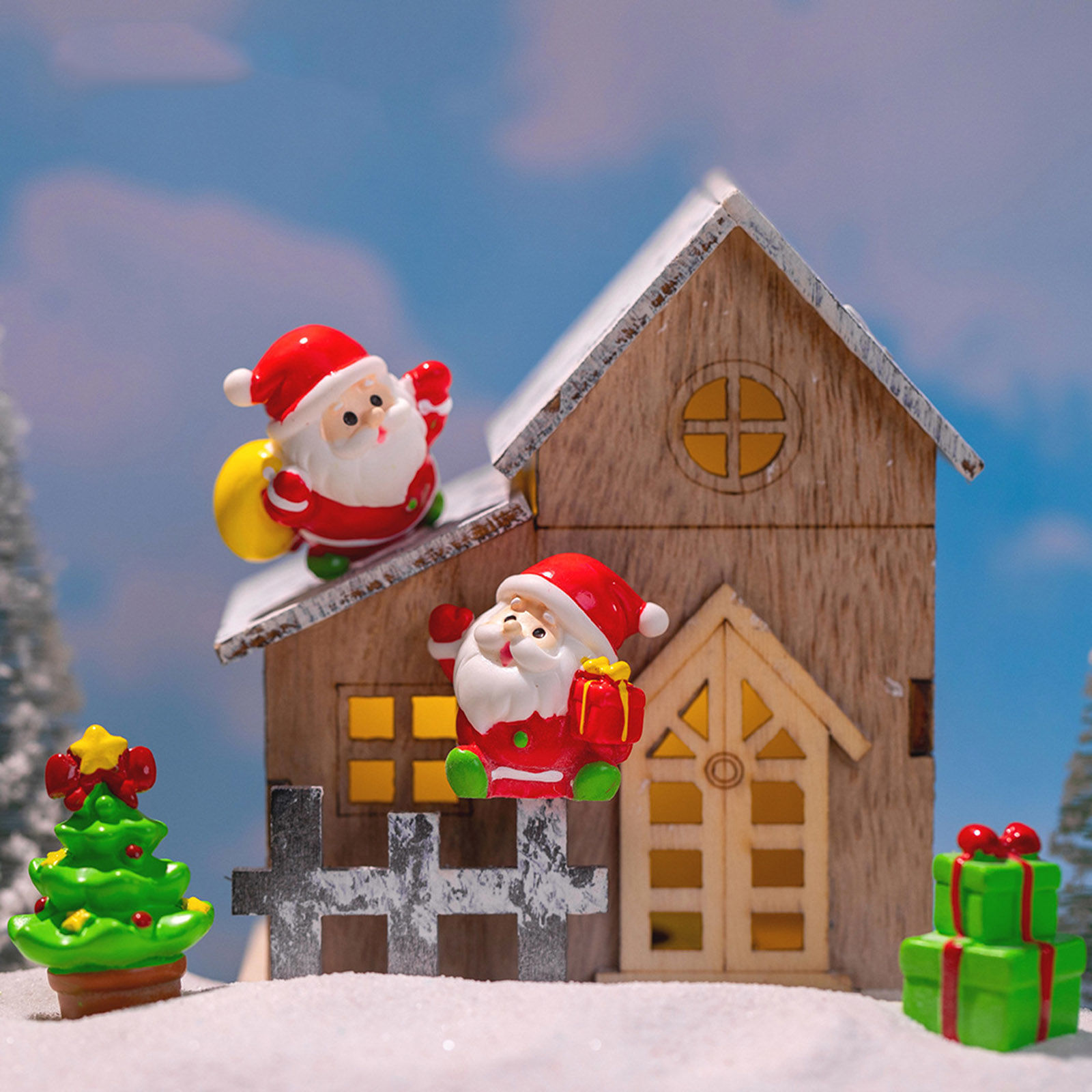 Bild von Harz Niedlich Mikrolandschafts-Miniaturdekoration Bunt Weihnachten Schneemann 1 Stück