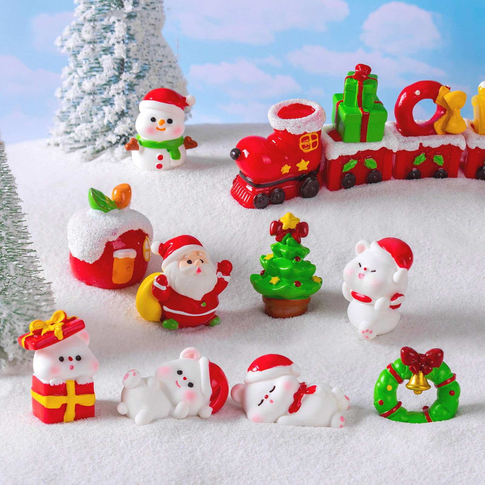 Bild von Harz Niedlich Mikrolandschafts-Miniaturdekoration Bunt Weihnachten Schneemann 1 Stück