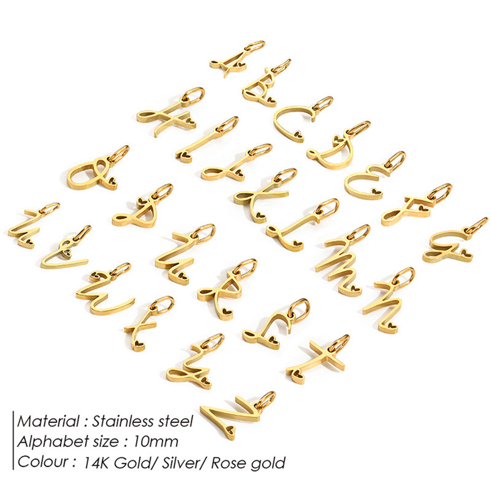 Picture of 304 Stainless Steel Charms Heart With Jump Ring 10mm Dia.