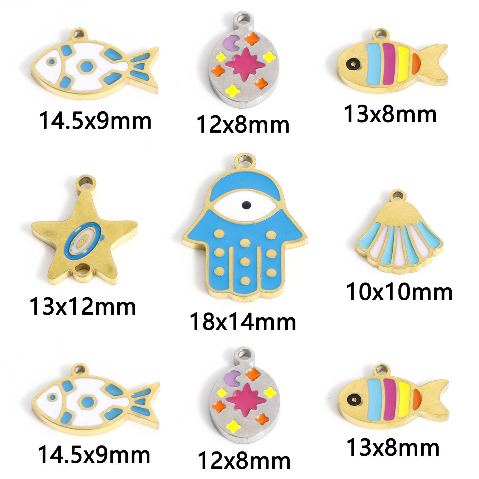 Picture of 316 Stainless Steel Charms Multicolor Shell Fish Enamel
