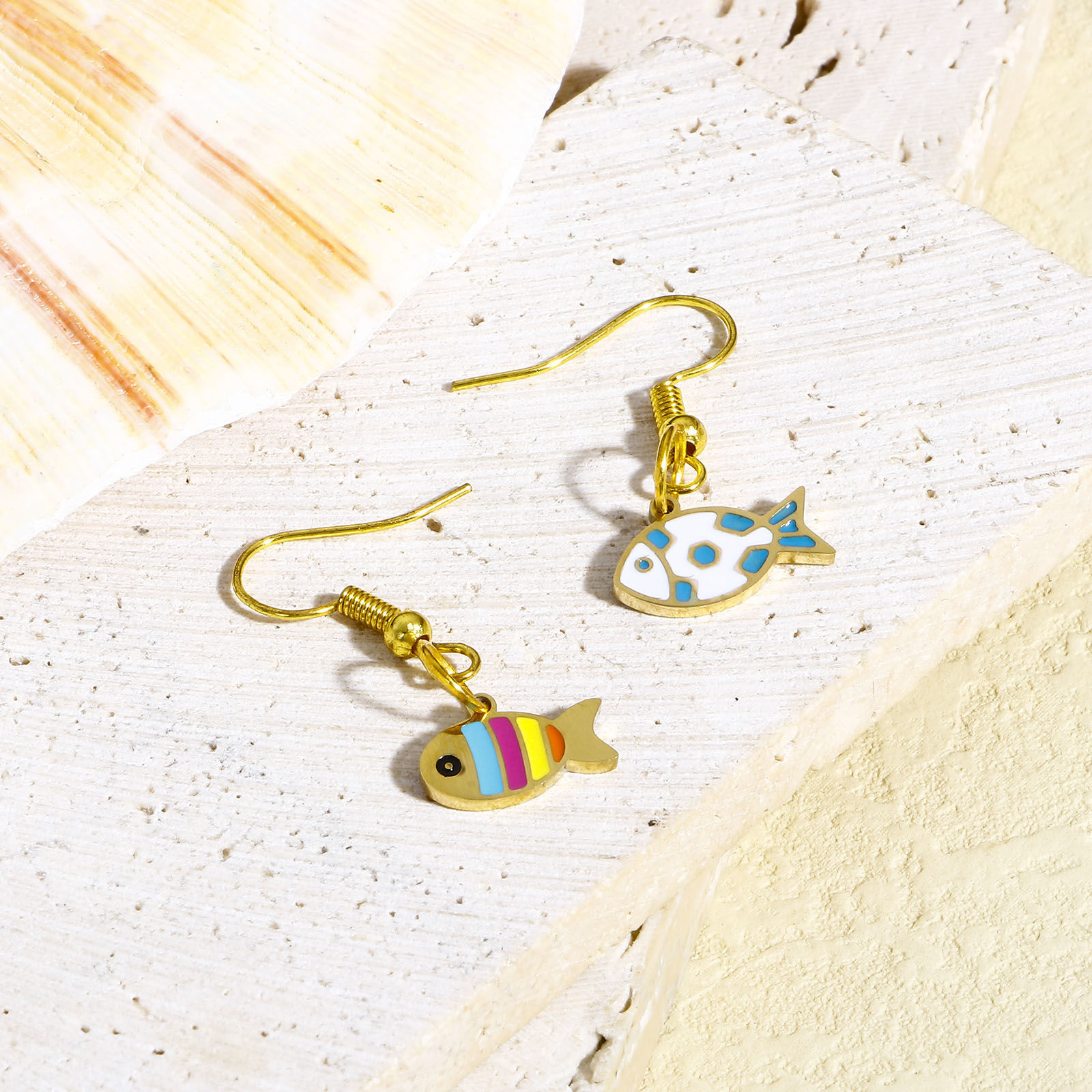 Picture of 316 Stainless Steel Charms Multicolor Shell Fish Enamel