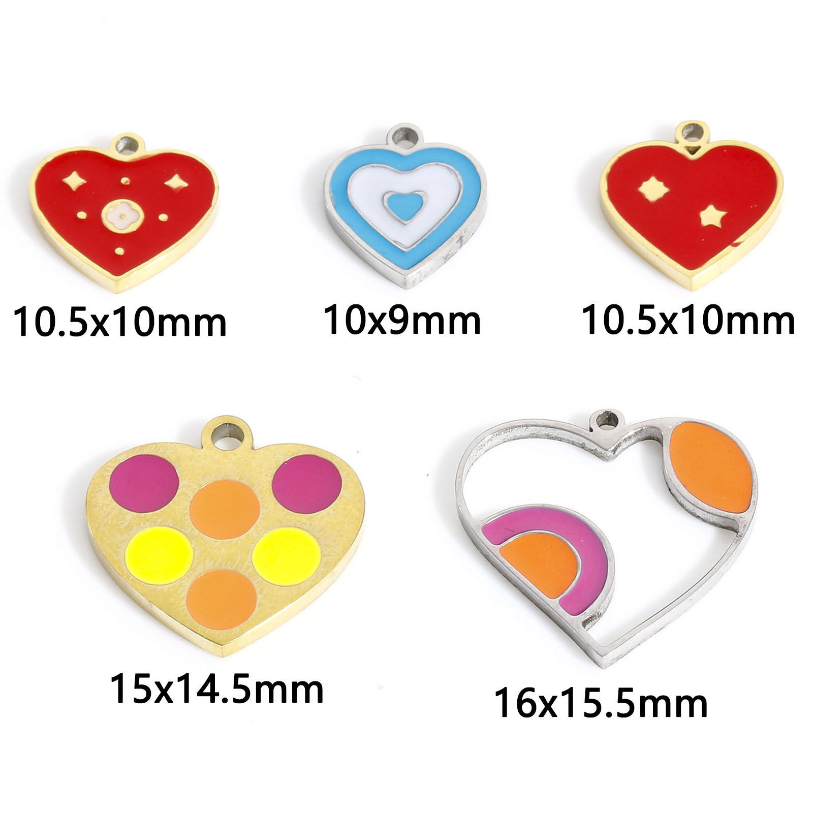 2 個 316ステンレス鋼 バレンタイン・デー チャーム エナメル の画像