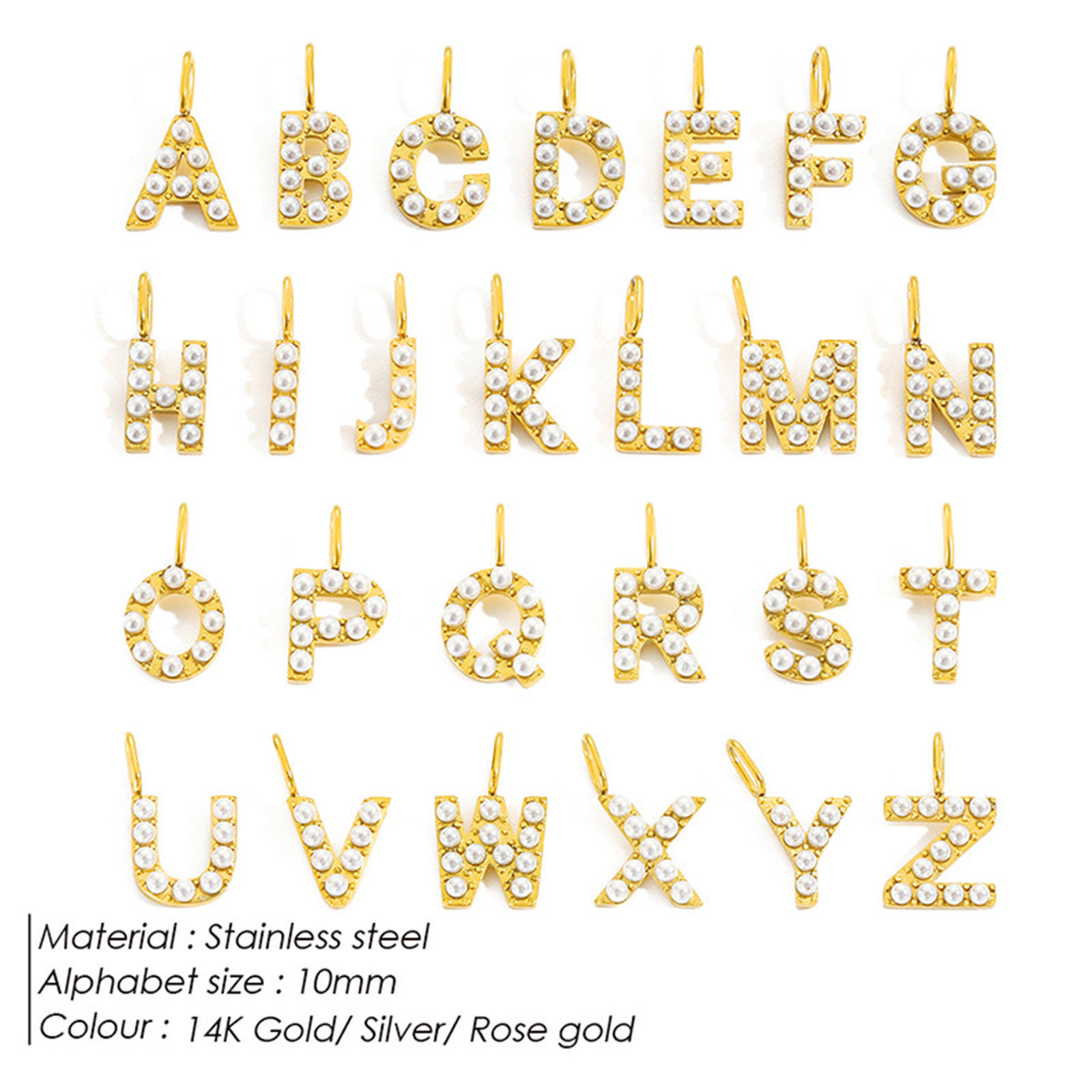 Picture of 304 Stainless Steel Charms Acrylic Imitation Pearl 10mm Dia.