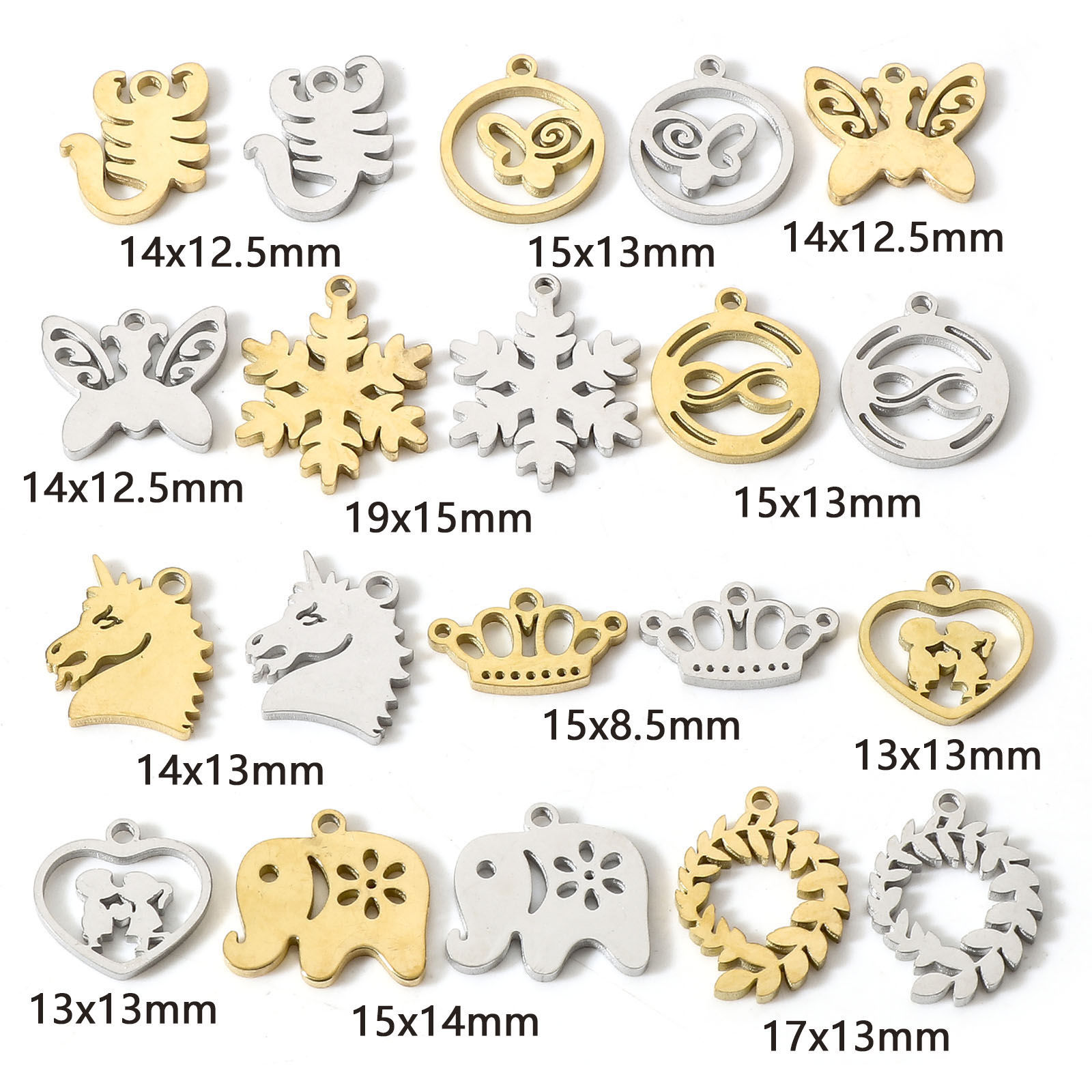 Immagine di 304 Acciaio Inossidabile Charms Filigrana 5 Pz