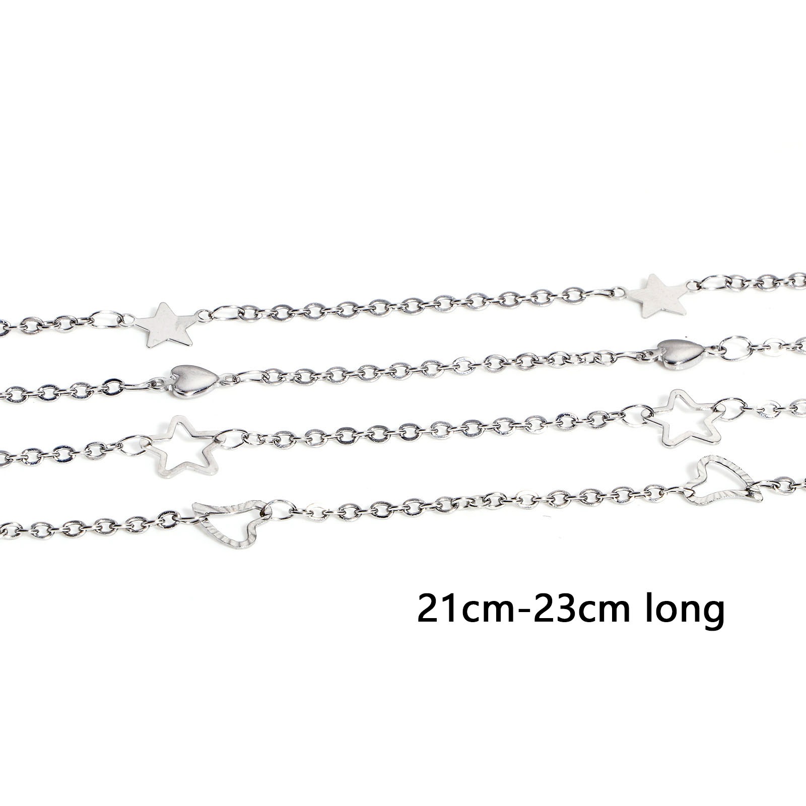 Bild von 304 Edelstahl Handgefertigte Gliederkette Fußketten Silberfarbe Mit Karabiner Verschluss und Verlängerungskette Extender 1 Strang