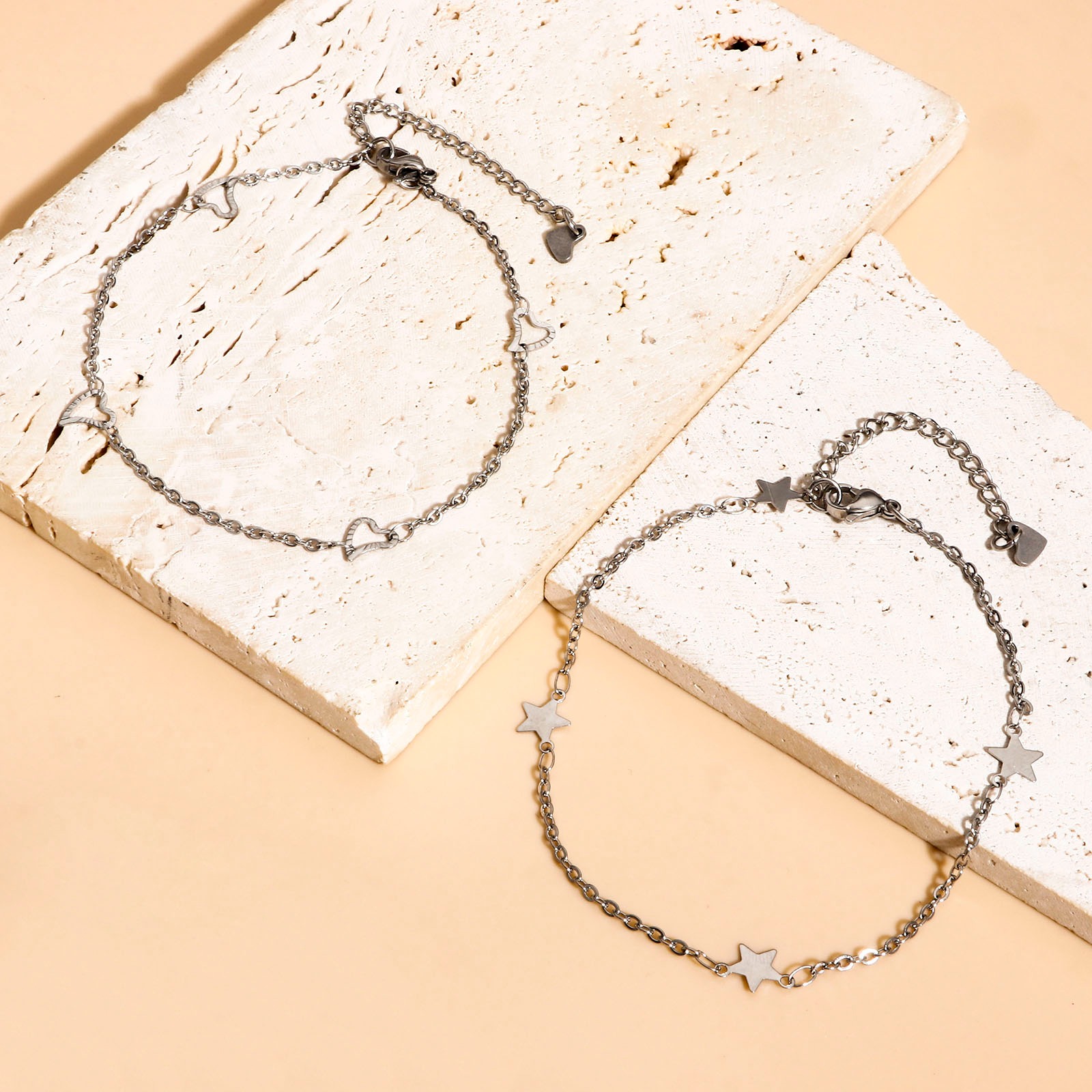 Bild von 304 Edelstahl Handgefertigte Gliederkette Fußketten Silberfarbe Mit Karabiner Verschluss und Verlängerungskette Extender 1 Strang