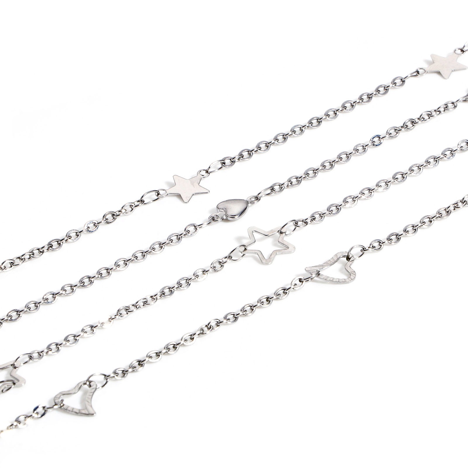 Bild von 304 Edelstahl Handgefertigte Gliederkette Fußketten Silberfarbe Mit Karabiner Verschluss und Verlängerungskette Extender 1 Strang