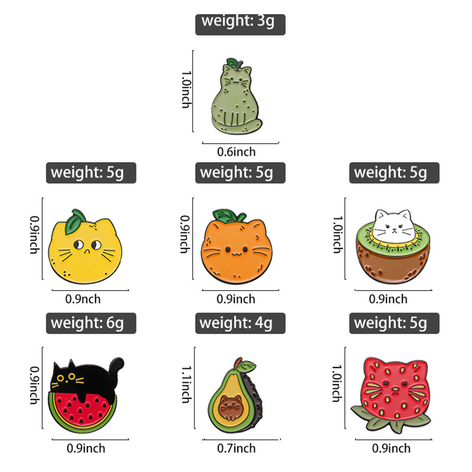 Picture of Cute Pin Brooches Cat Animal Fruit Multicolor Enamel