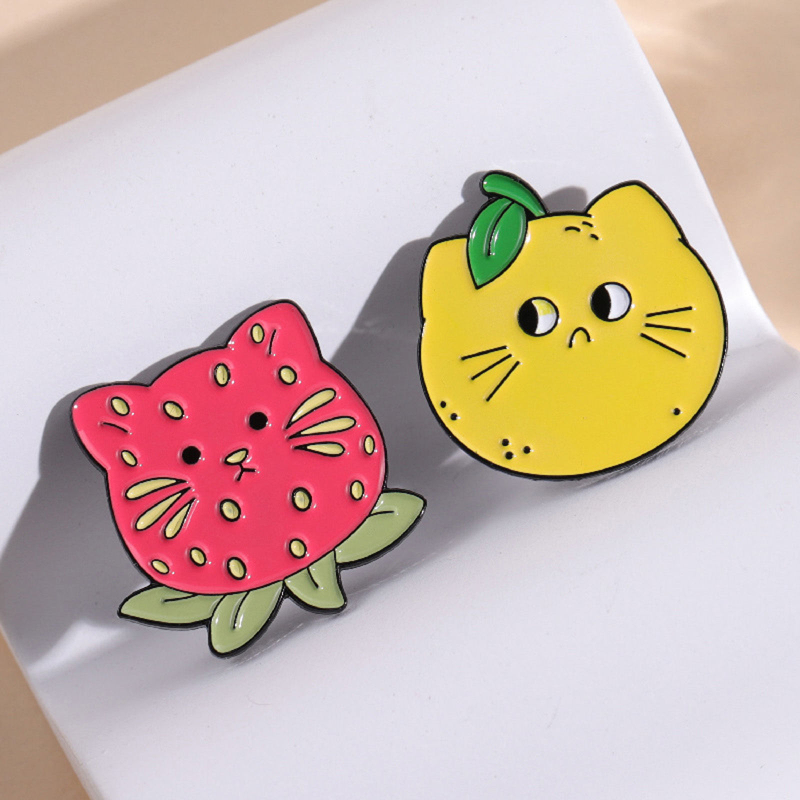 Picture of Cute Pin Brooches Cat Animal Fruit Multicolor Enamel