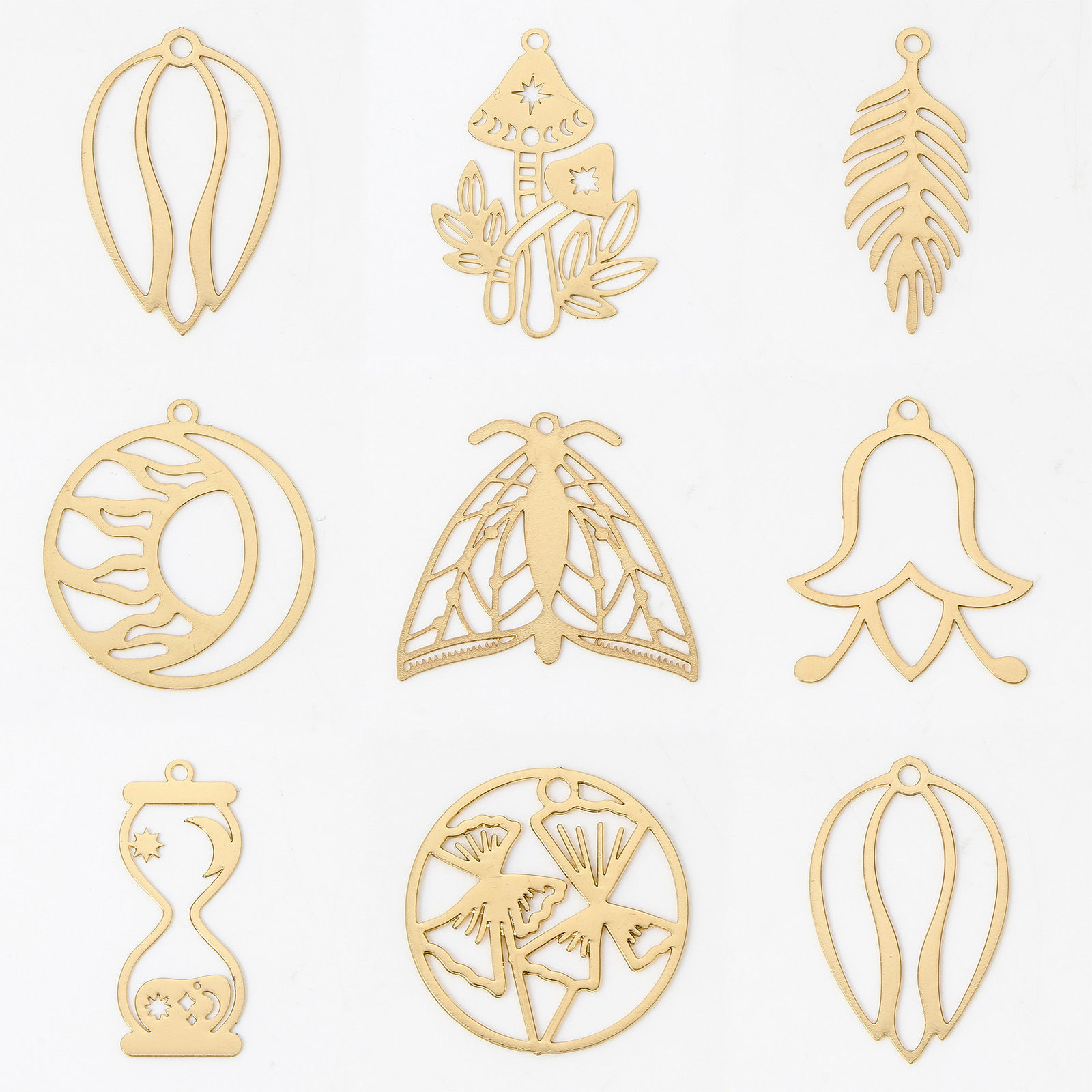 Picture of Iron Based Alloy Filigree Stamping Charms Multicolor Hollow