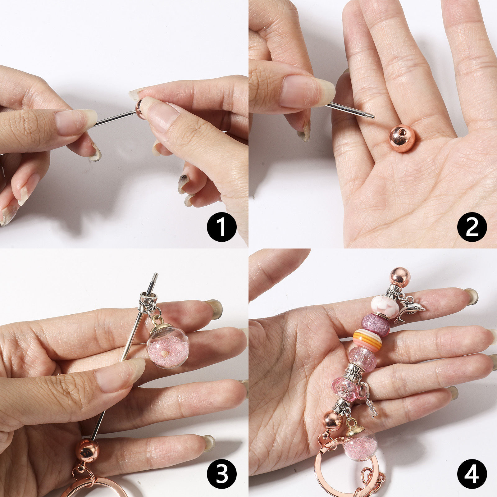 Picture of Zinc Based Alloy & Iron Based Alloy Beadable Keychain & Keyring Bars Blanks DIY Craft Accessories Multicolor Can Be Screwed Off 15.2cm x 3cm