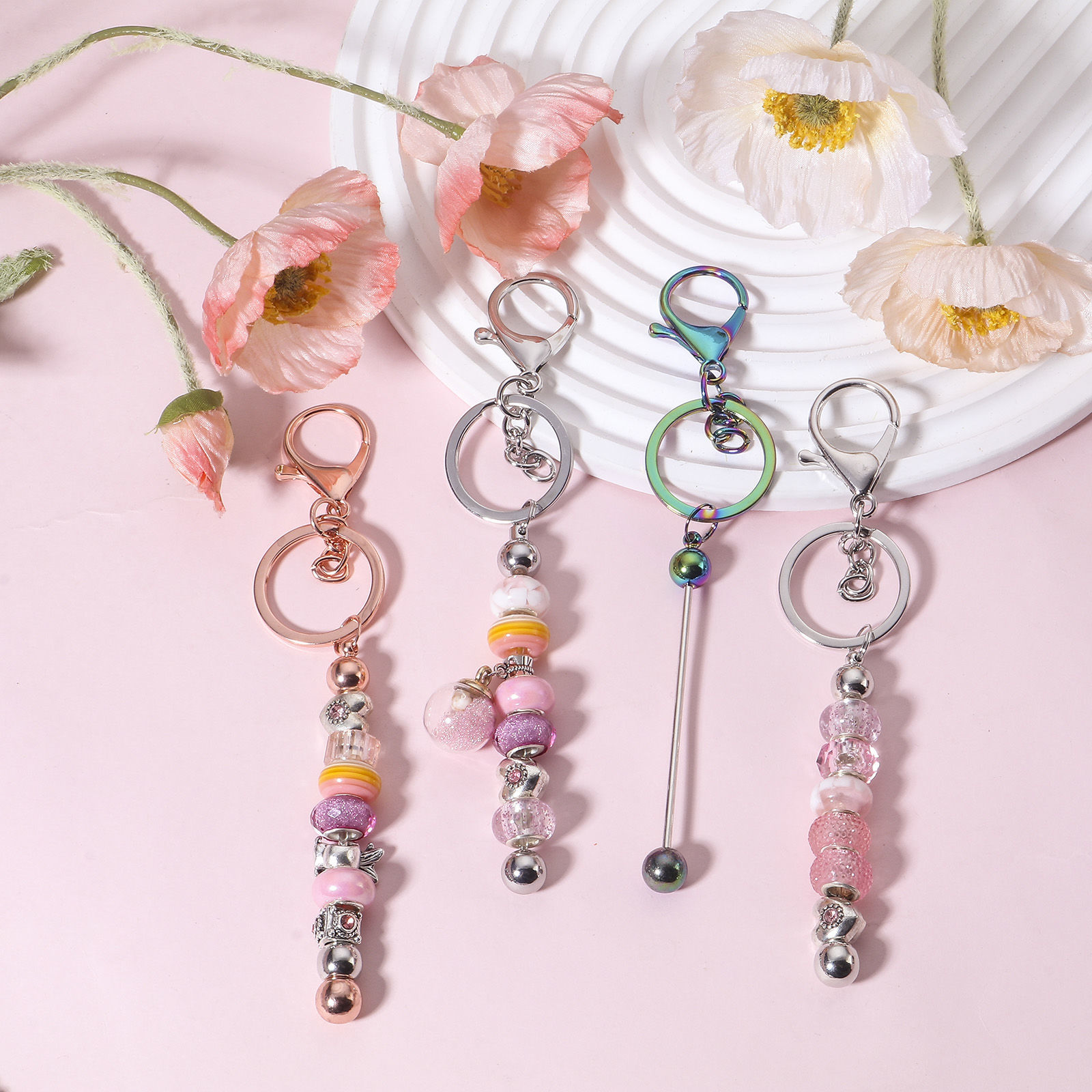 Picture of Zinc Based Alloy & Iron Based Alloy Beadable Keychain & Keyring Bars Blanks DIY Craft Accessories Multicolor Can Be Screwed Off 15.2cm x 3cm