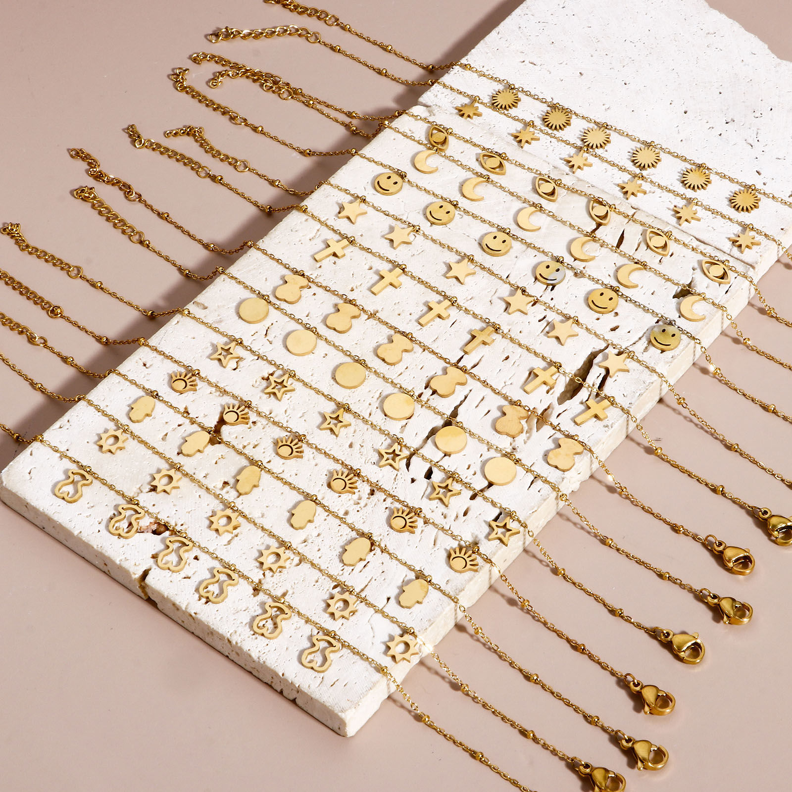 Picture of 304 Stainless Steel Link Cable Chain Bracelets Gold Plated With Lobster Claw Clasp And Extender Chain 18cm(7 1/8") long