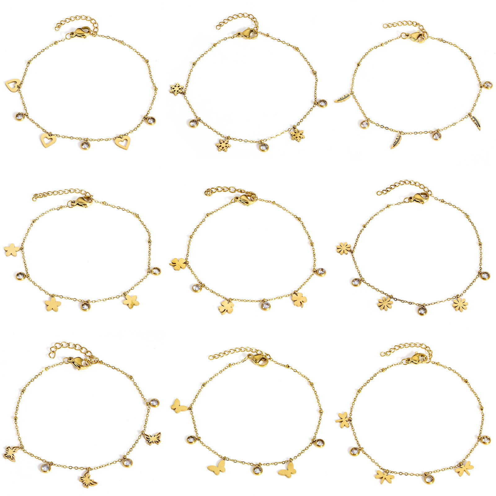 Picture of 304 Stainless Steel Link Cable Chain Bracelets Gold Plated With Lobster Claw Clasp And Extender Chain 18cm(7 1/8") long