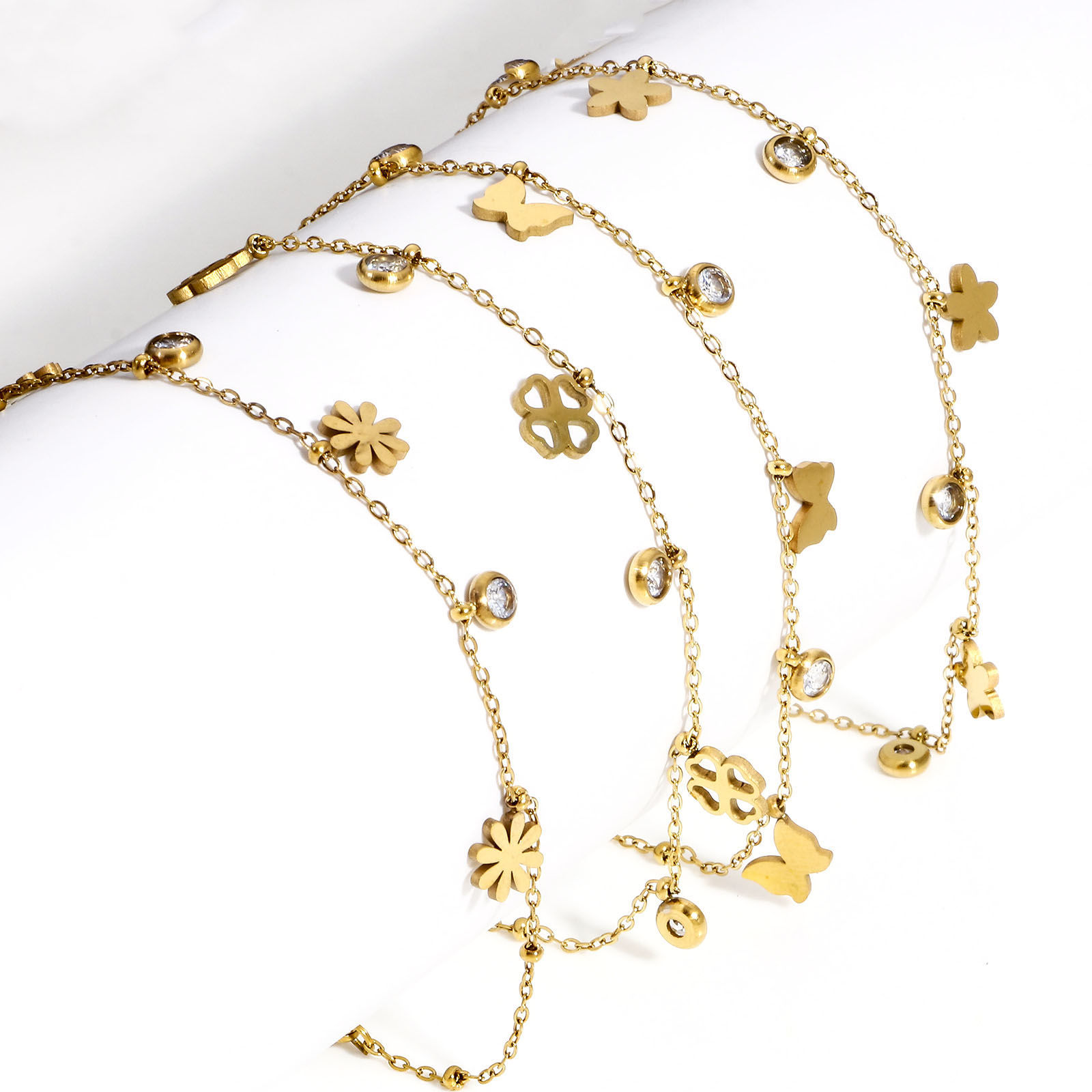 Picture of 304 Stainless Steel Link Cable Chain Bracelets Gold Plated With Lobster Claw Clasp And Extender Chain 18cm(7 1/8") long
