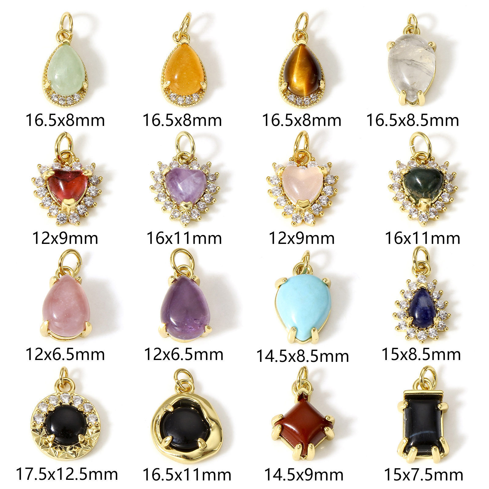 Picture of Brass Charms 18K Real Gold Plated Imitation Gemstones