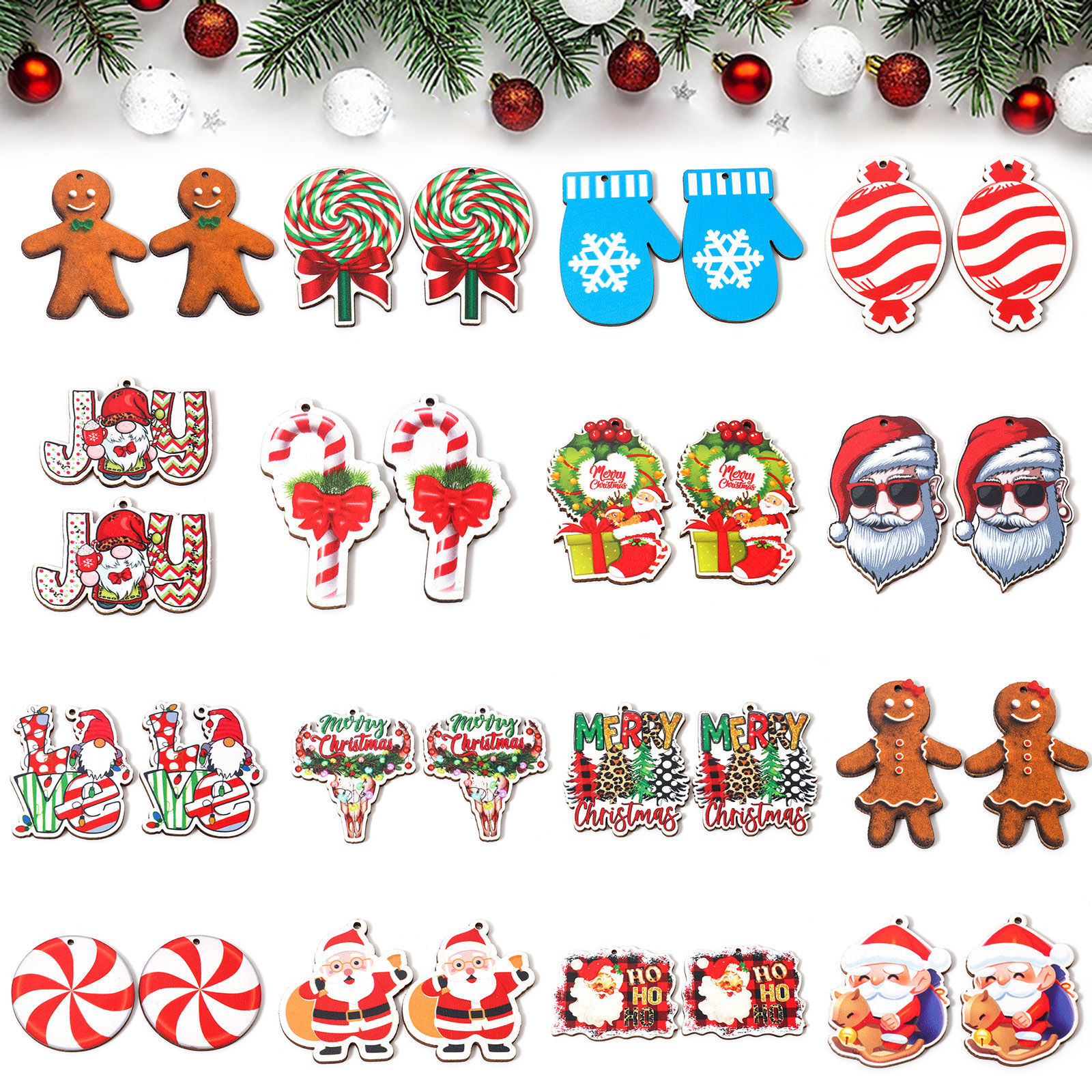 Imagen de 10 Unidades Madera Navidad Colgantes Multicolor