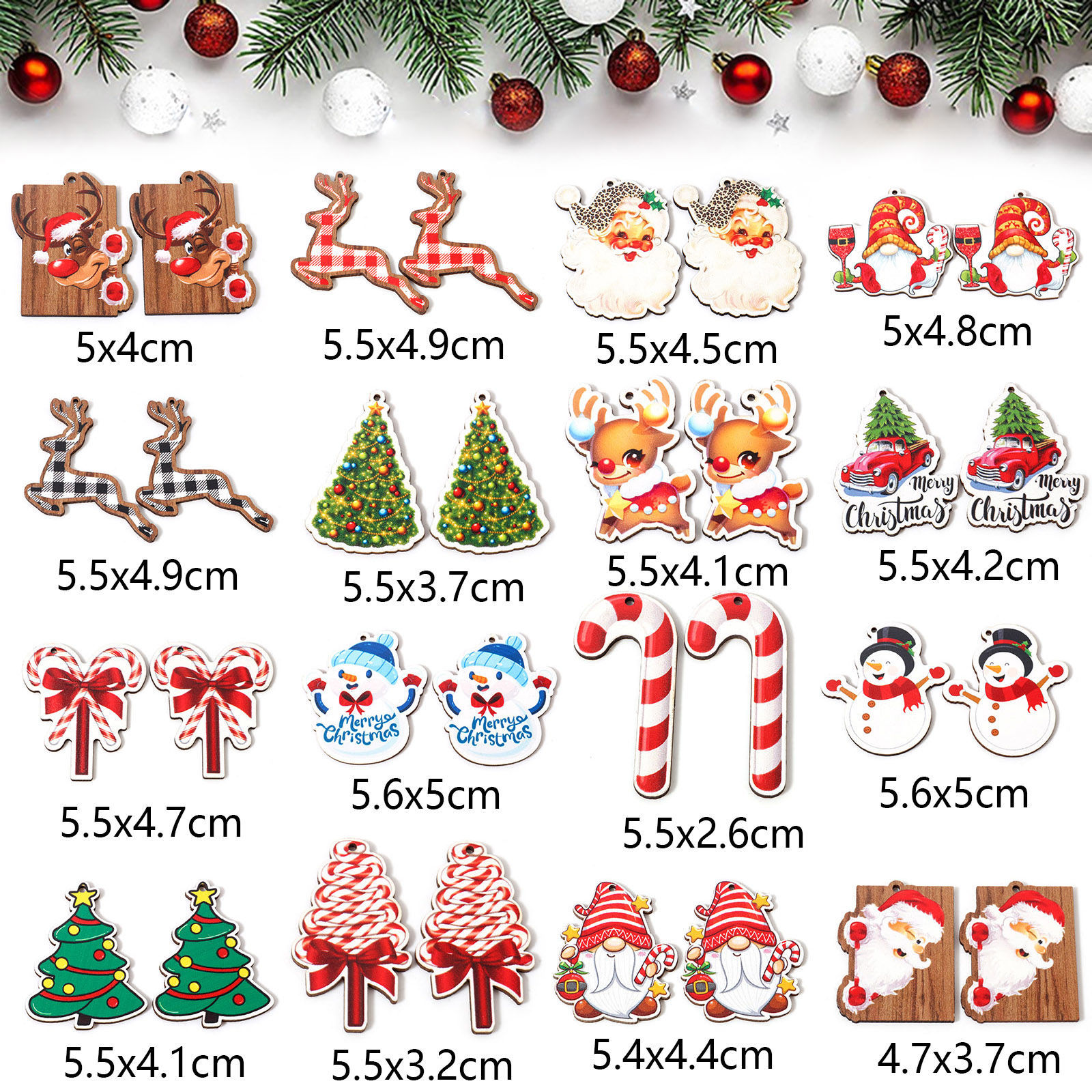 Imagen de 10 Unidades Madera Navidad Colgantes Multicolor