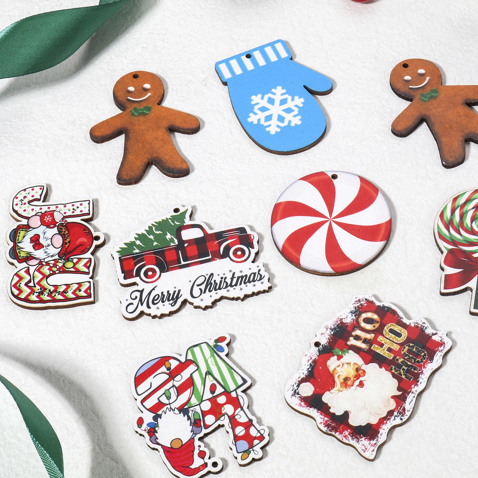 Imagen de 10 Unidades Madera Navidad Colgantes Multicolor