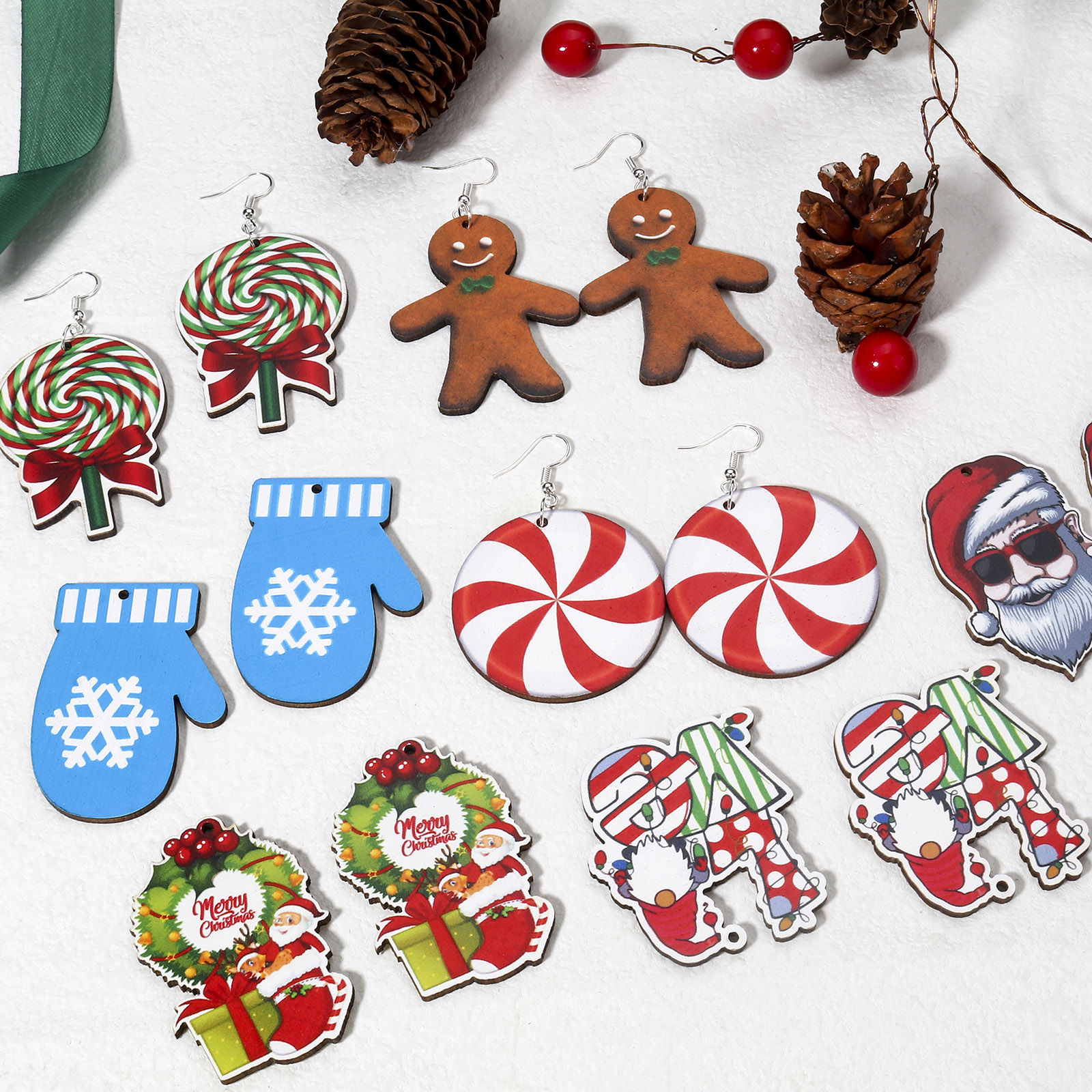 Imagen de 10 Unidades Madera Navidad Colgantes Multicolor