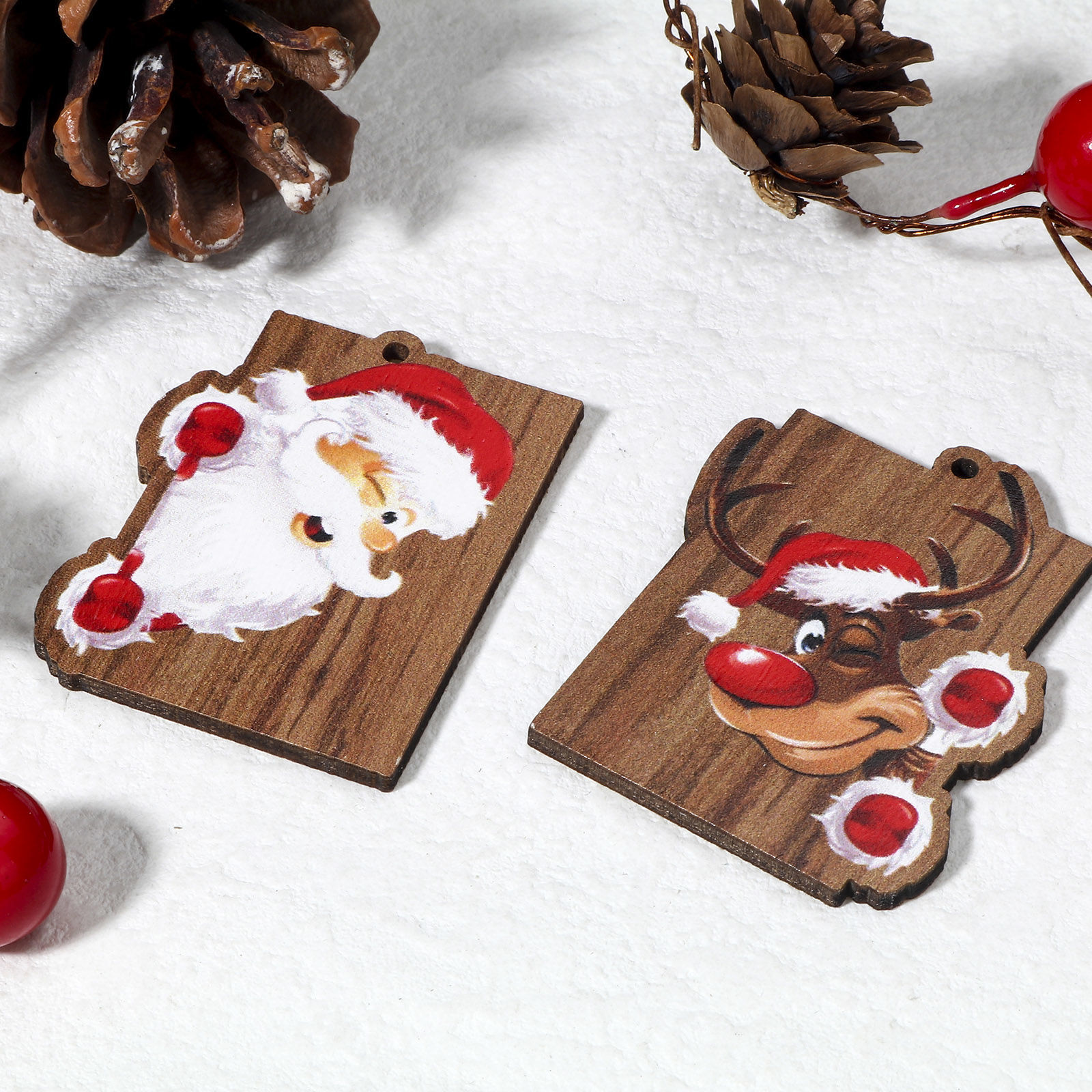 Imagen de 10 Unidades Madera Navidad Colgantes Multicolor