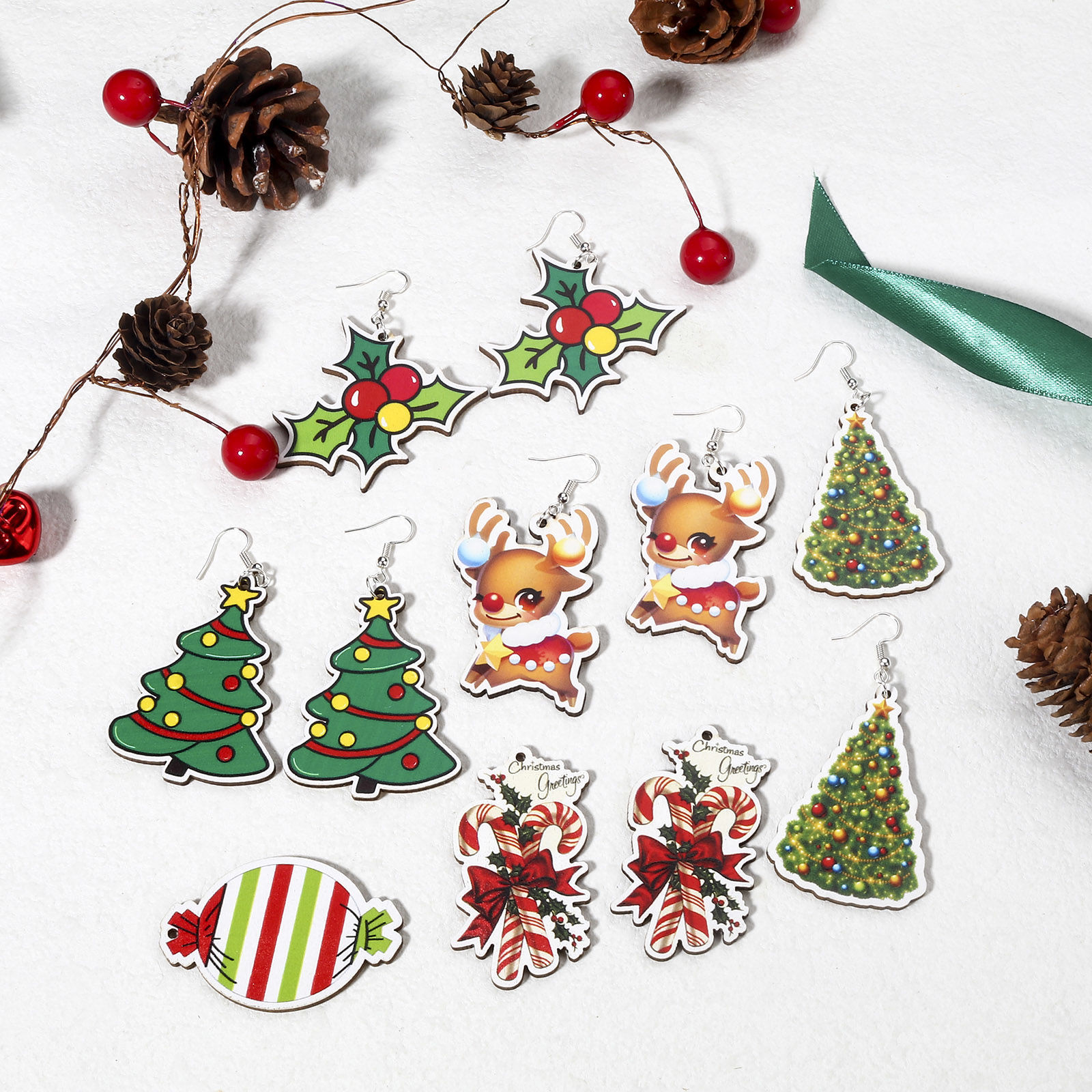 Imagen de 10 Unidades Madera Navidad Colgantes Multicolor